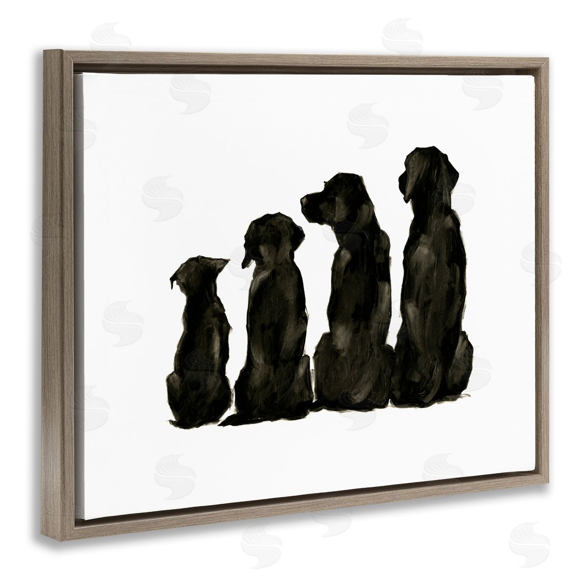 Family Pet Silhouette Design Brown Floating Frame Canvas Wall Art, Home Decor by Ethan Harper
