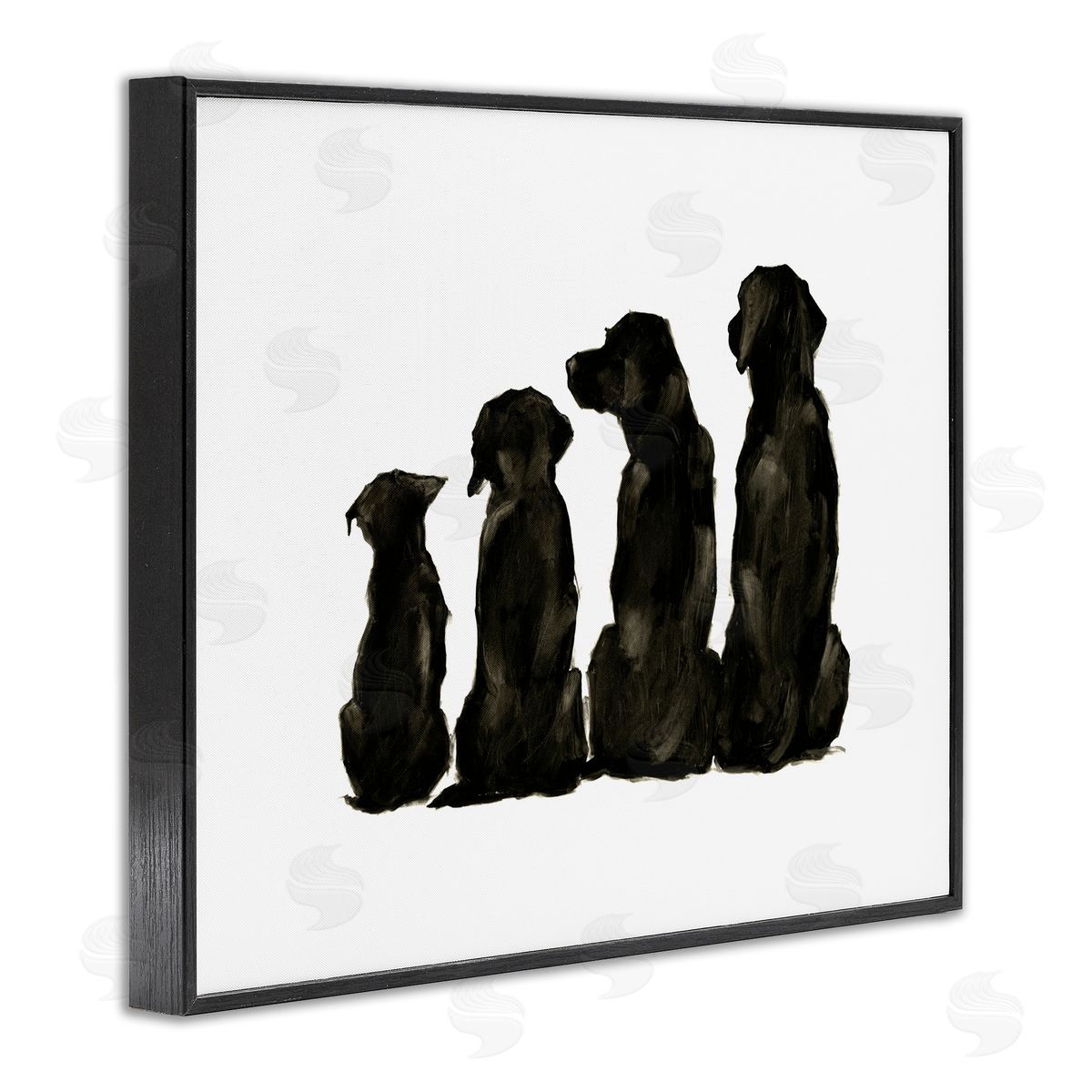 Family Pet Silhouette Design Black Frame Print Wall Art, Home Decor by Ethan Harper