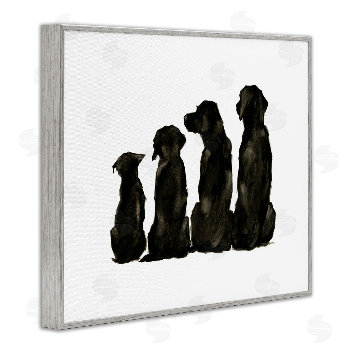 Family Pet Silhouette Design Grey Frame Print Wall Art, Home Decor by Ethan Harper