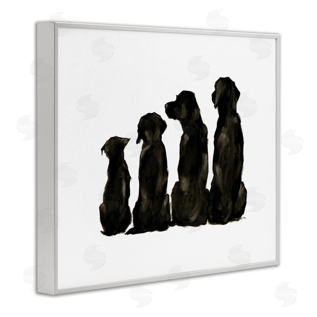 Family Pet Silhouette Design White Frame Print Wall Art, Home Decor by Ethan Harper