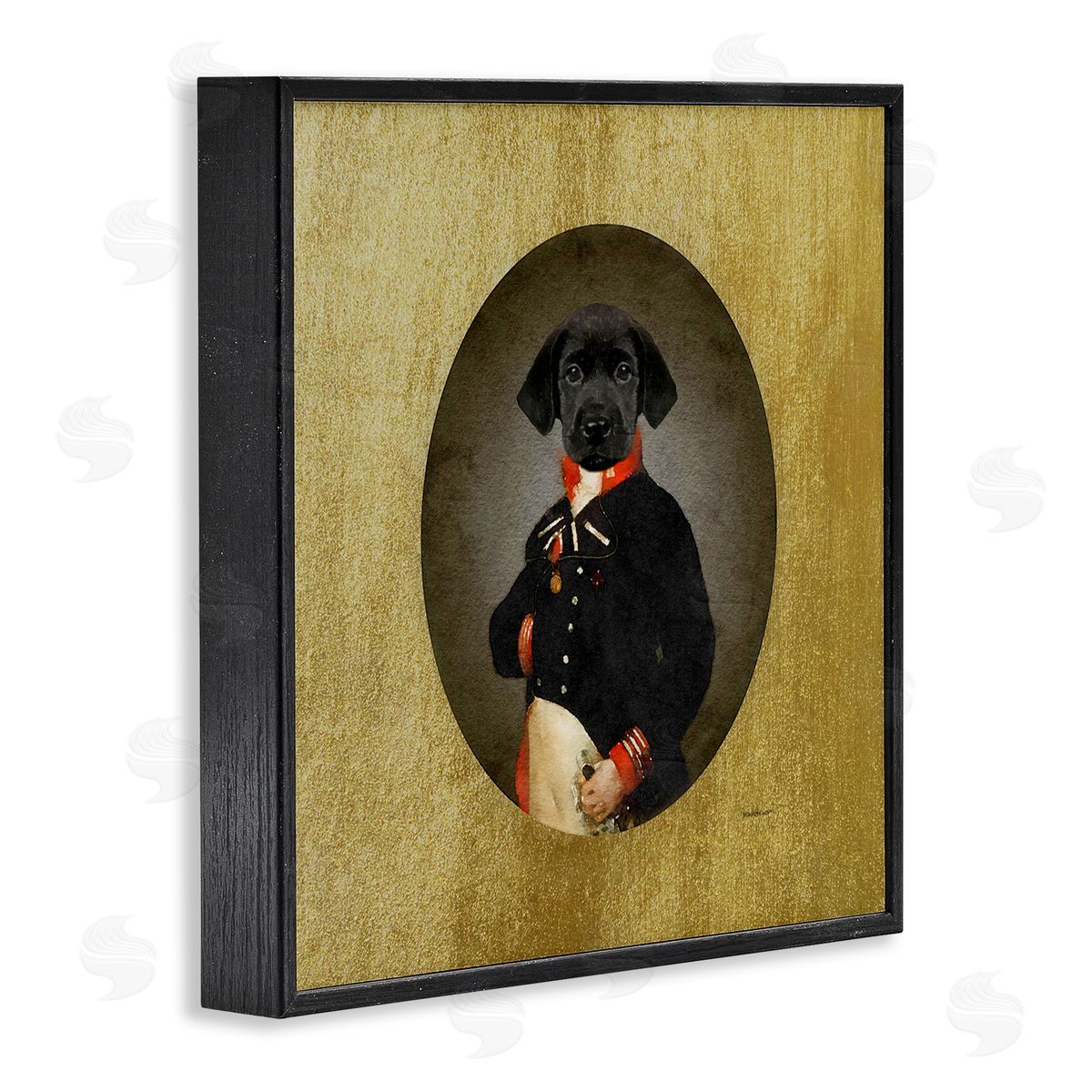 Amanda Greenwood Funny Black Dog Wearing Suit Vintage Admiral Portrait Black Framed Glicee Wall Art Print