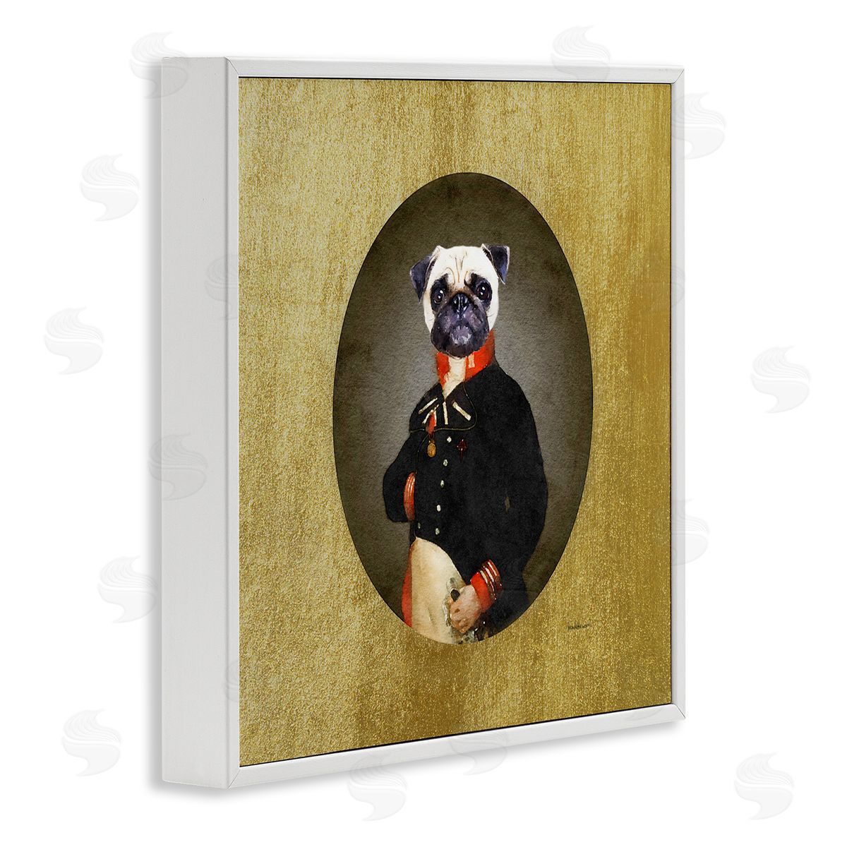 Amanda Greenwood Funny Pug Dog Wearing Suit Antique Classic Style Portrait  White Framed Glicee Wall Art Print