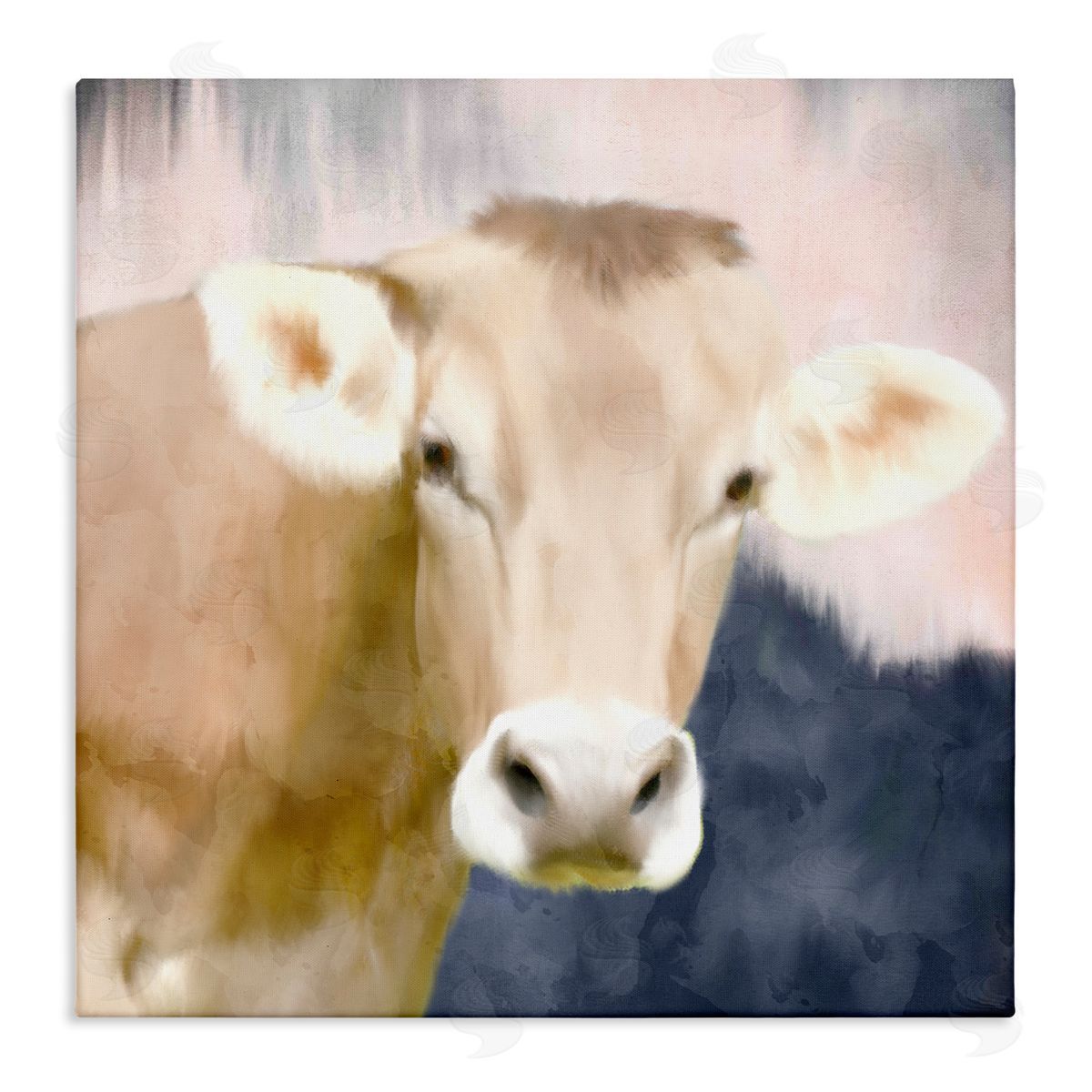 Kim Allen Country Cow Cattle Closeup Painterly Landscape  Stretched Canvas Wall Art Print