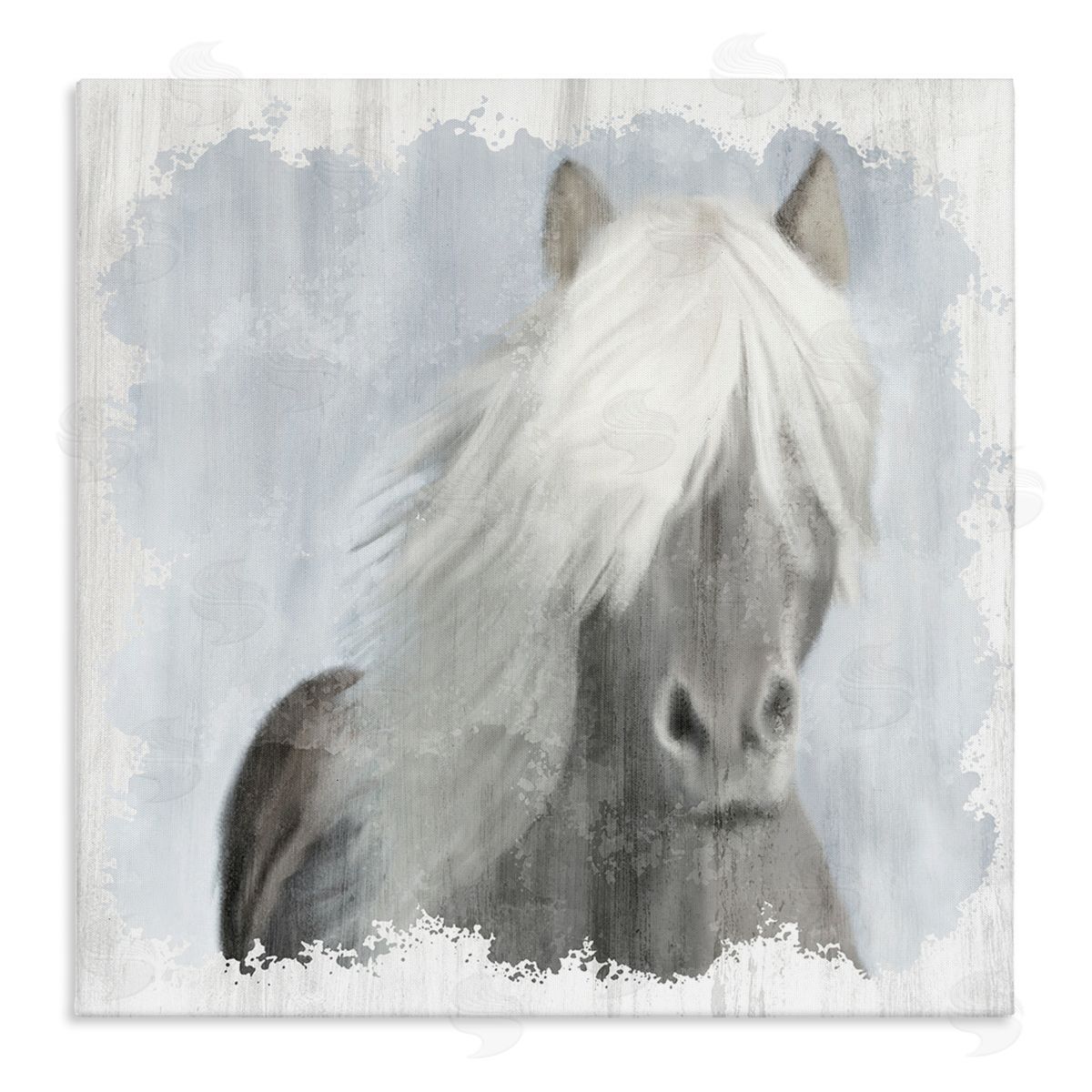 Kim Allen Dreamy White Mane Horse Rustic Farmland Stretched Canvas Wall Art Print