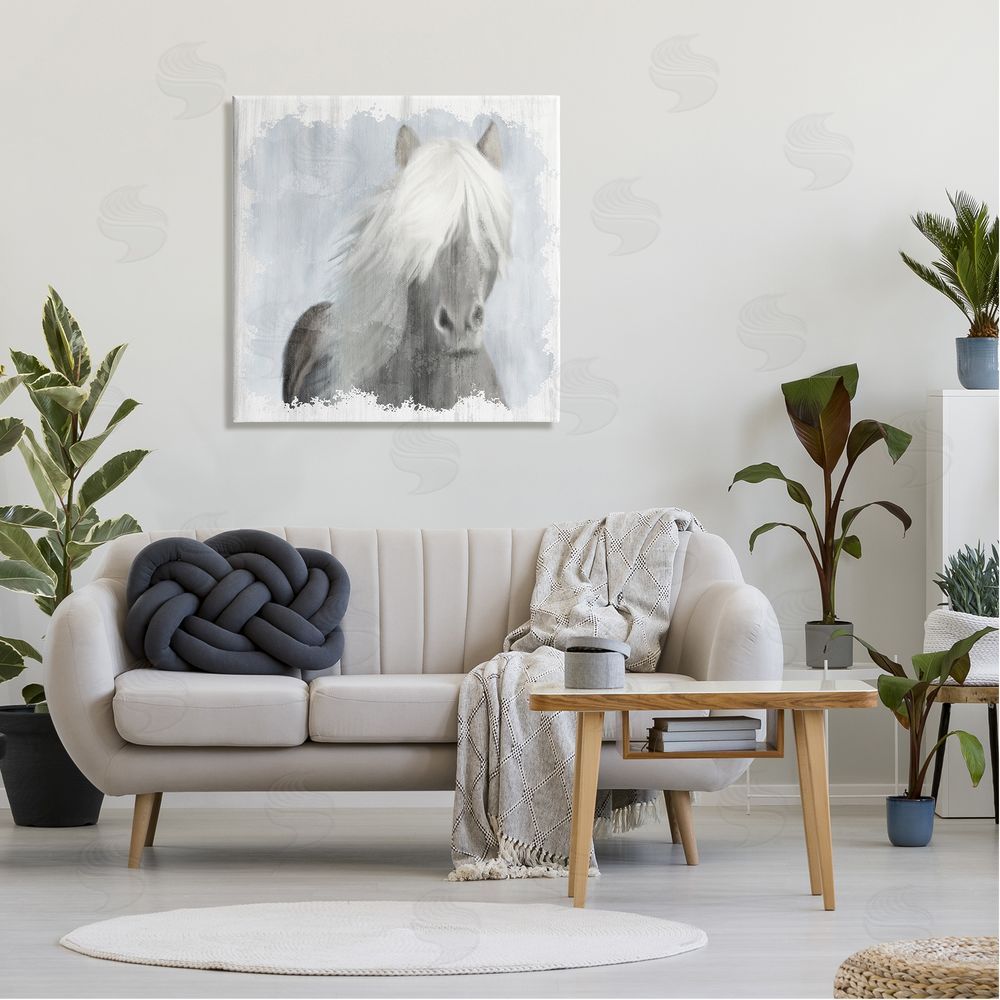 Kim Allen Dreamy White Mane Horse Rustic Farmland Canvas Wall Art in Room