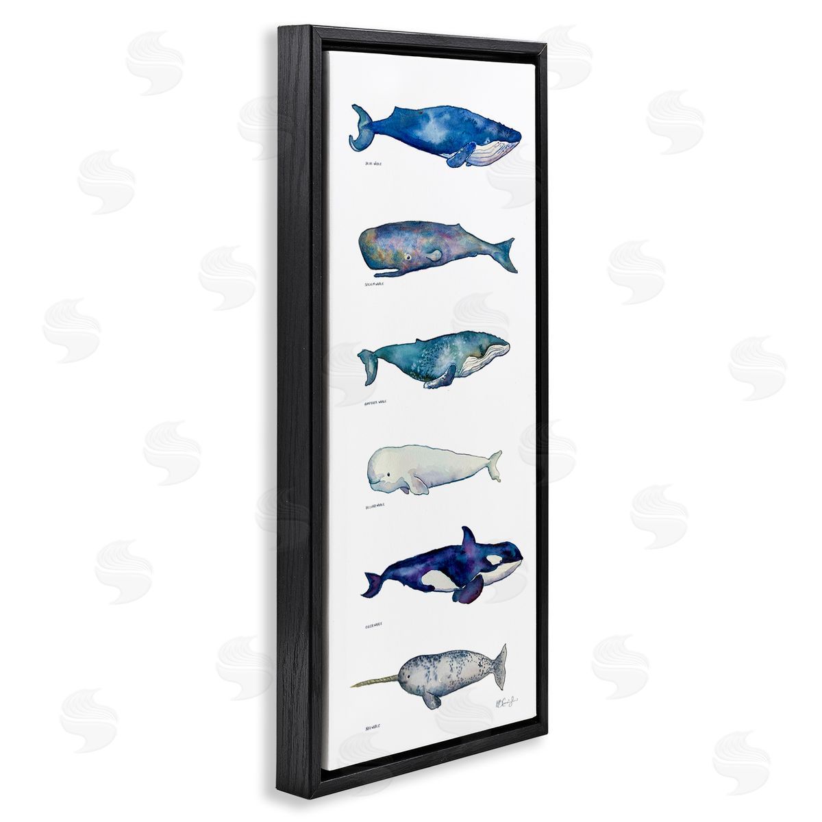Maritime Sea Life Chart Black Floating Frame Canvas Wall Art, Home Decor by MB Cunningham