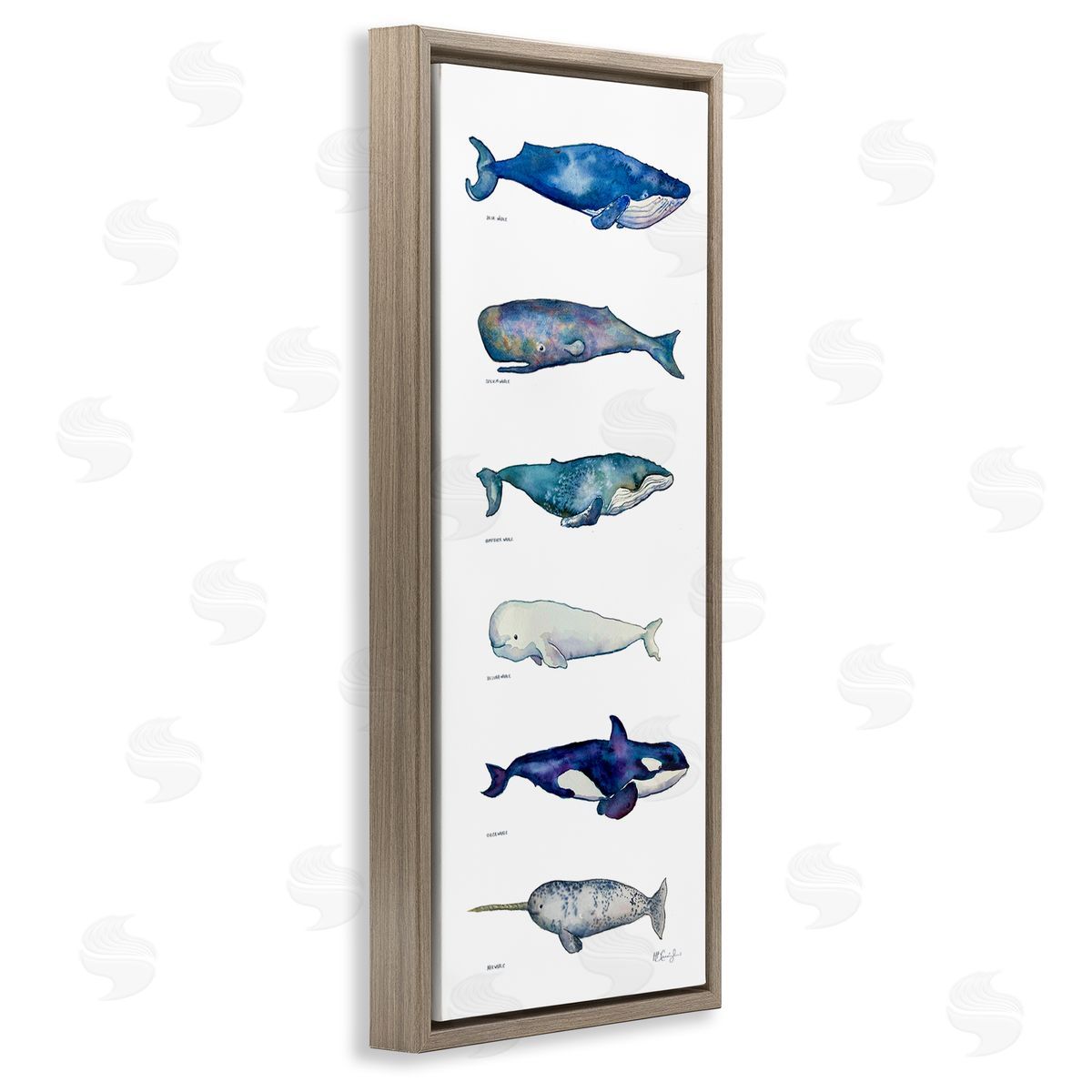 Maritime Sea Life Chart Brown Floating Frame Canvas Wall Art, Home Decor by MB Cunningham