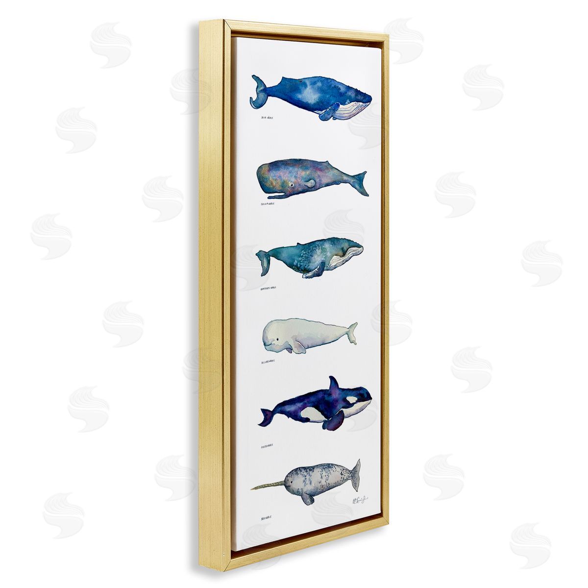 Maritime Sea Life Chart Gold Floating Frame Canvas Wall Art, Home Decor by MB Cunningham