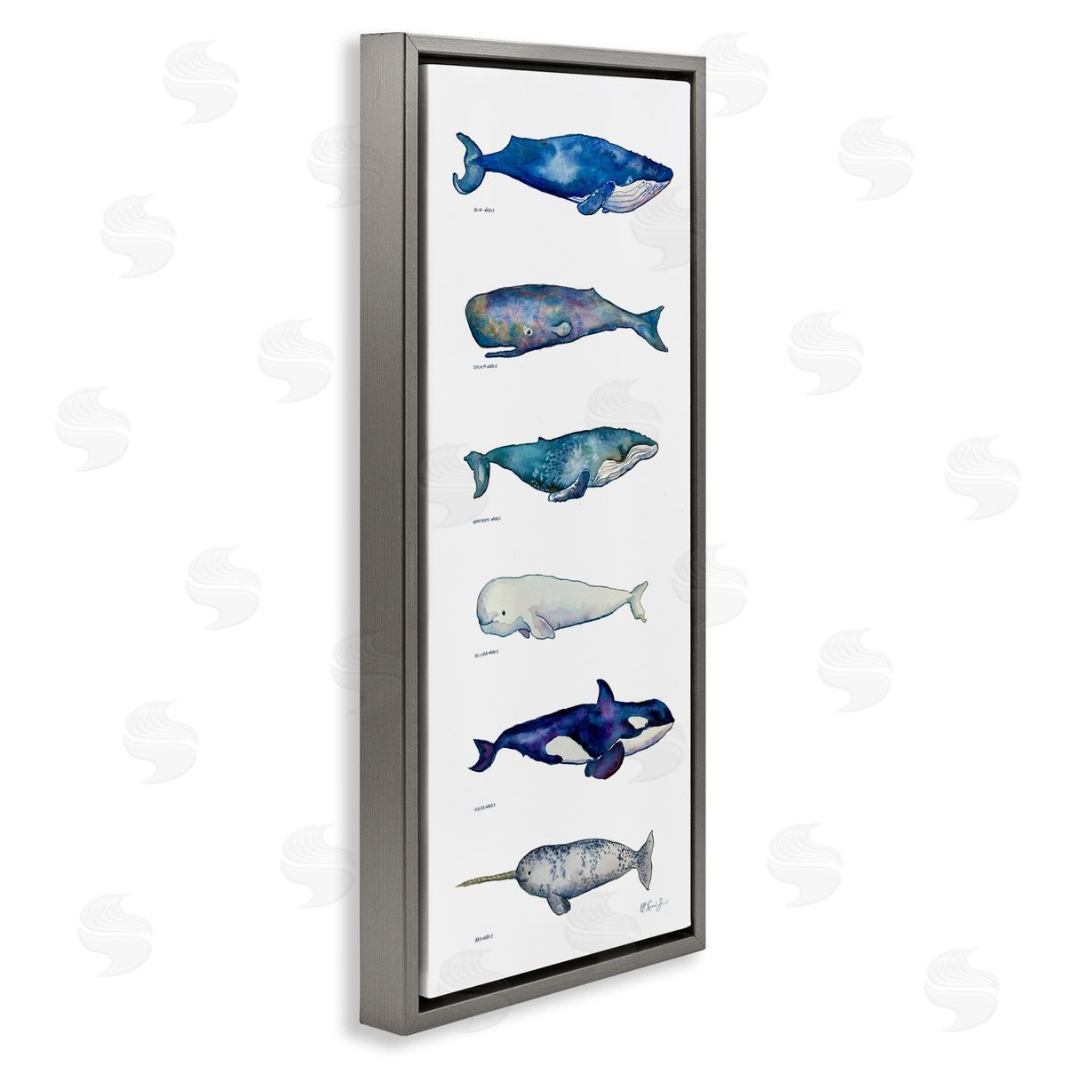 Maritime Sea Life Chart Grey Floating Frame Canvas Wall Art, Home Decor by MB Cunningham
