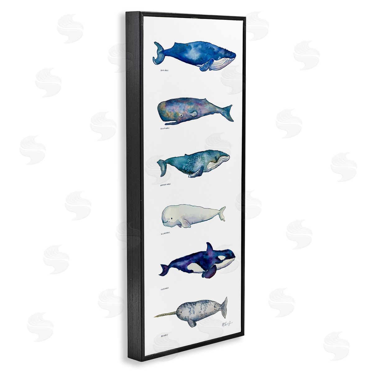 Maritime Sea Life Chart Black Frame Print Wall Art, Home Decor by MB Cunningham