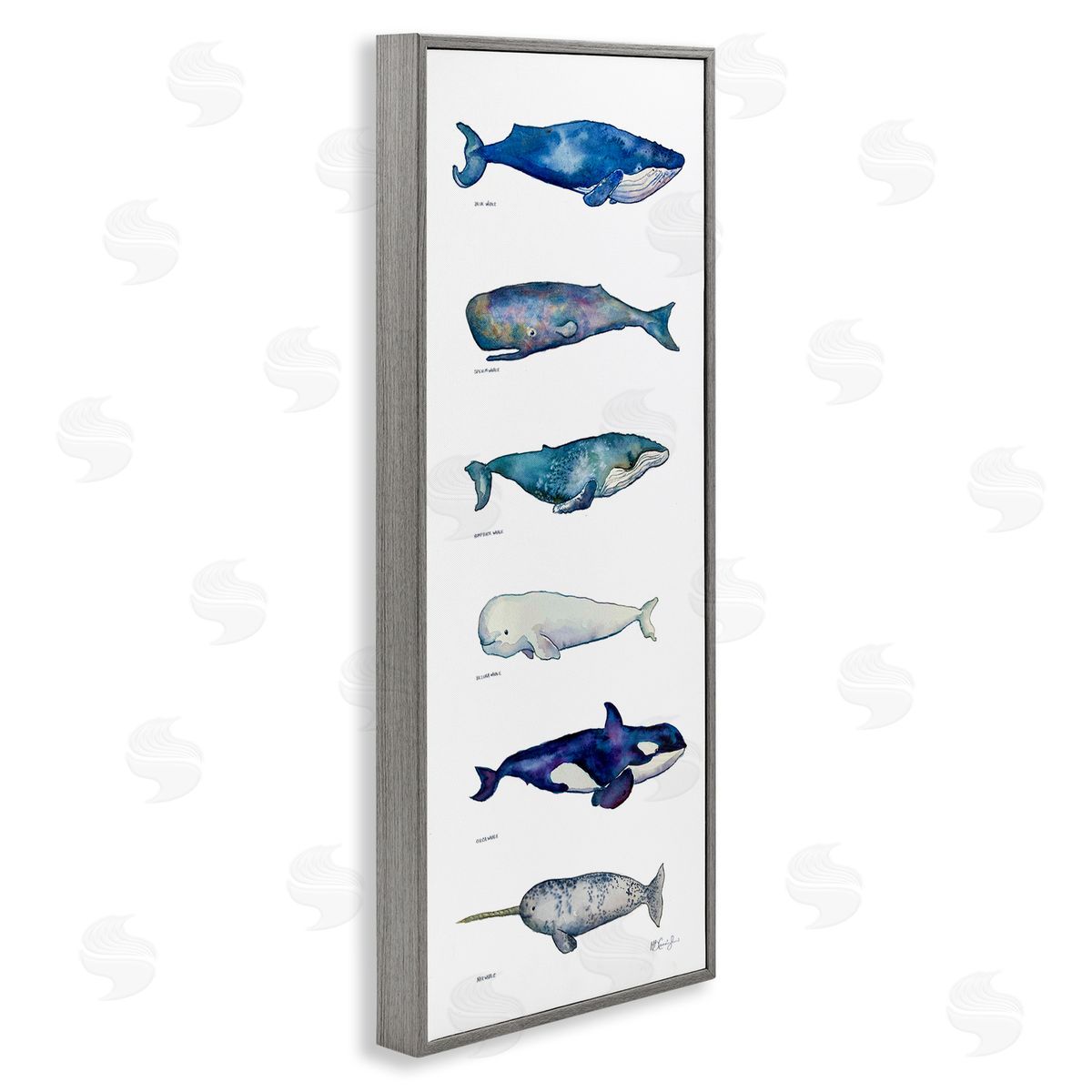 Maritime Sea Life Chart Grey Frame Print Wall Art, Home Decor by MB Cunningham