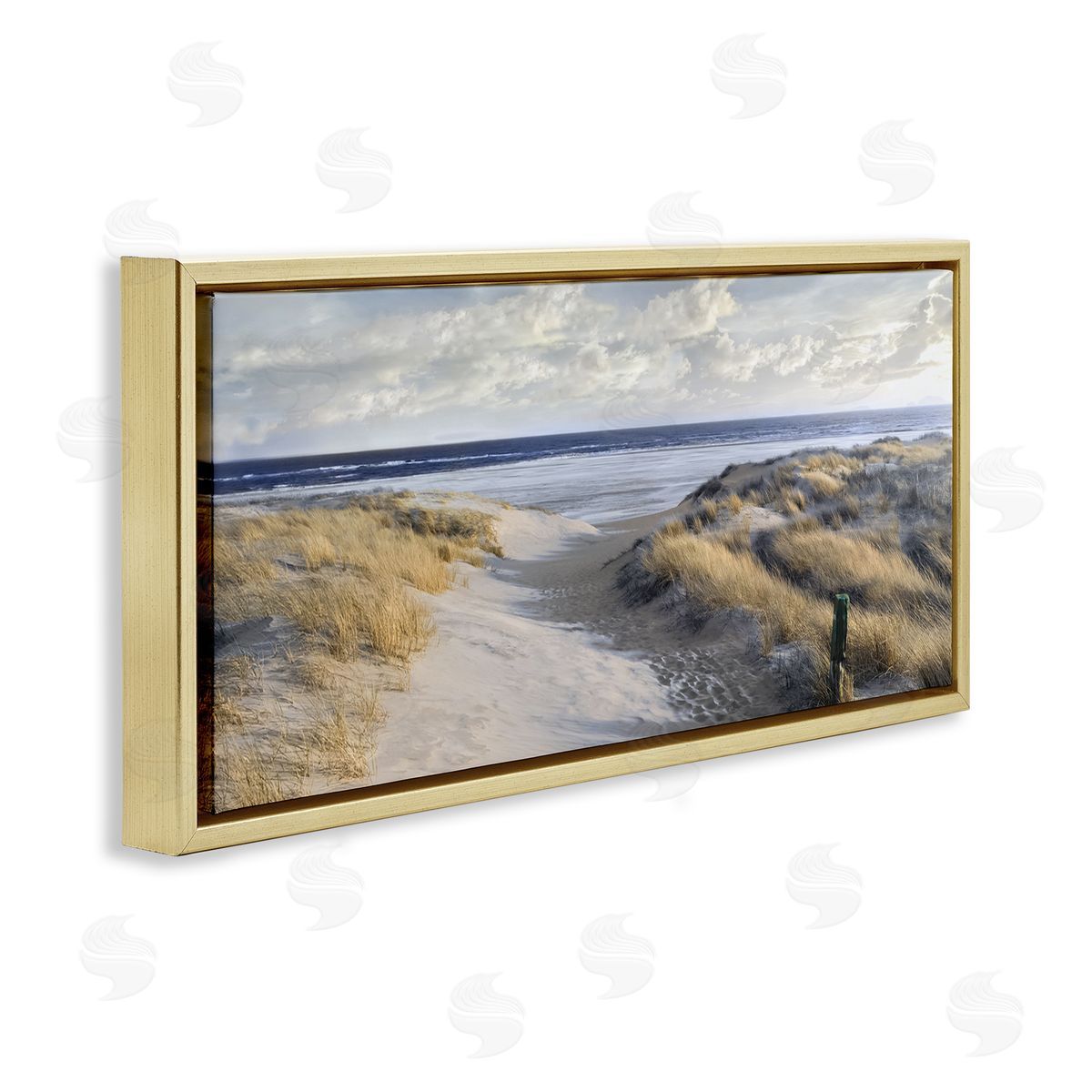 Mike Calascibetta Panoramic Beach Coastline Sand Dunes Fluffy Clouds 