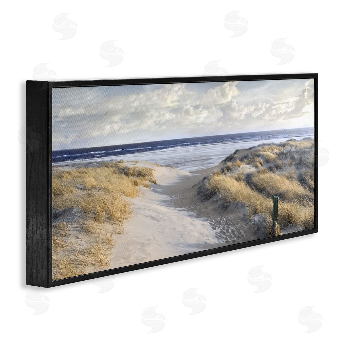 Mike Calascibetta Panoramic Beach Coastline Sand Dunes Fluffy Clouds 