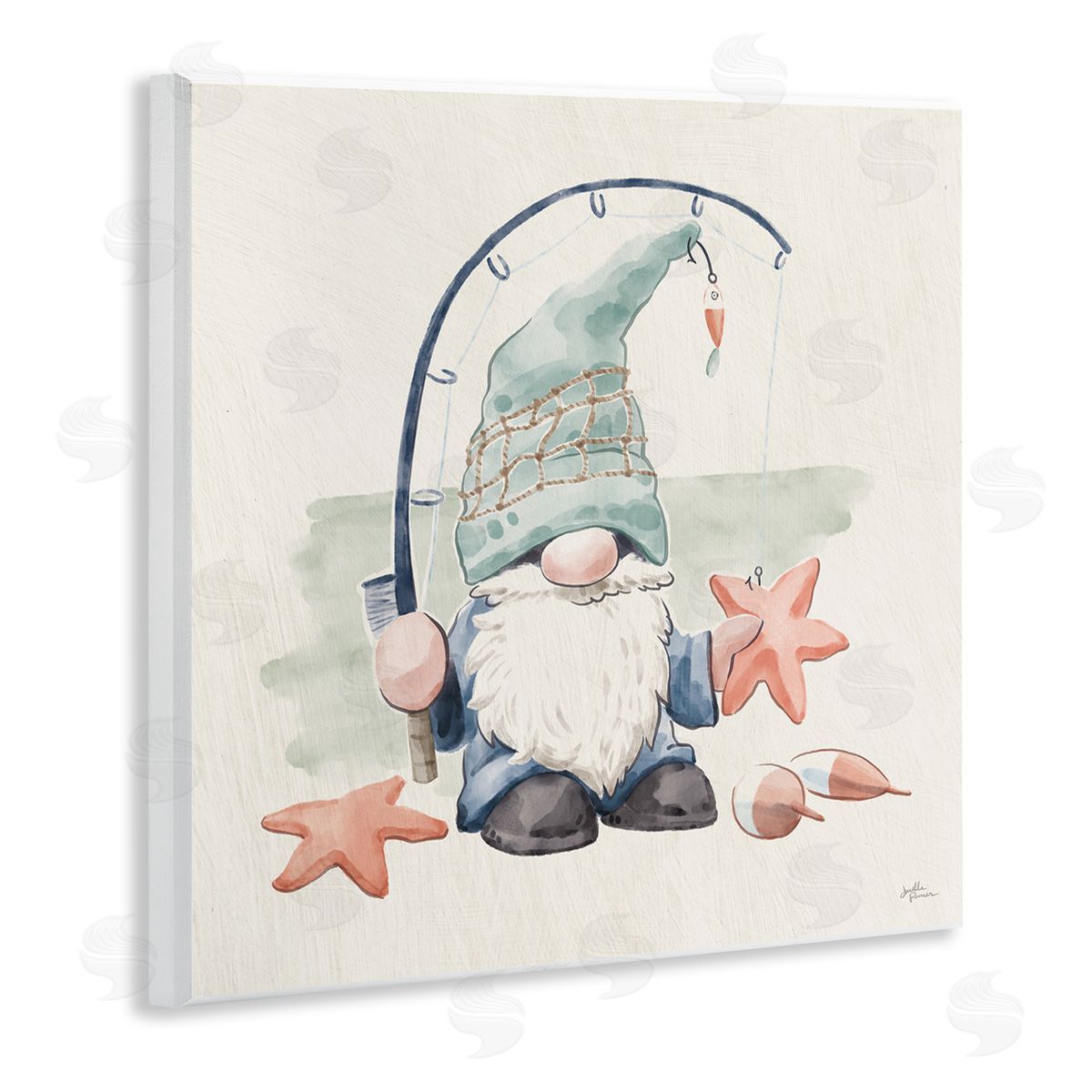 Summer Beach Fishing Gnome Wood Plaque Wall Art, Home Decor by Janelle Penner
