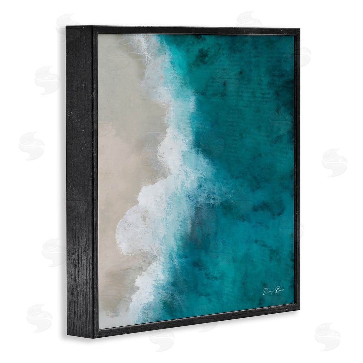 Denise Brown Aerial View Shoreline Beach Ocean Foam Painting  Black Framed Glicee Wall Art Print