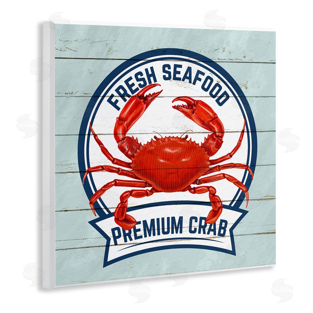 Kim Allen Fresh Seafood Crab Sign Quote Rustic Nautical Boathouse Wooden Wall Plaque Art Print