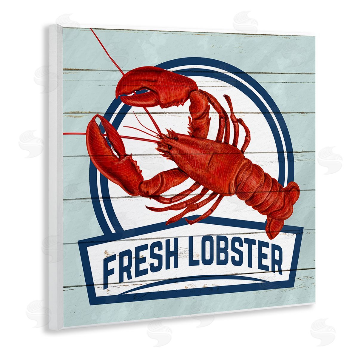 Kim Allen Fresh Lobster Sign Grain Pattern Rustic Beach House   Wooden Wall Plaque Art Print
