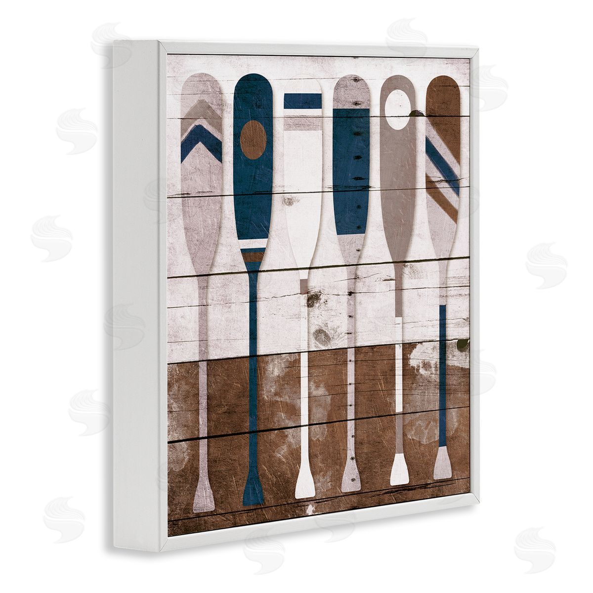 Rustic Ocean Paddle Ores White Frame Print Wall Art, Home Decor by Milli Villa