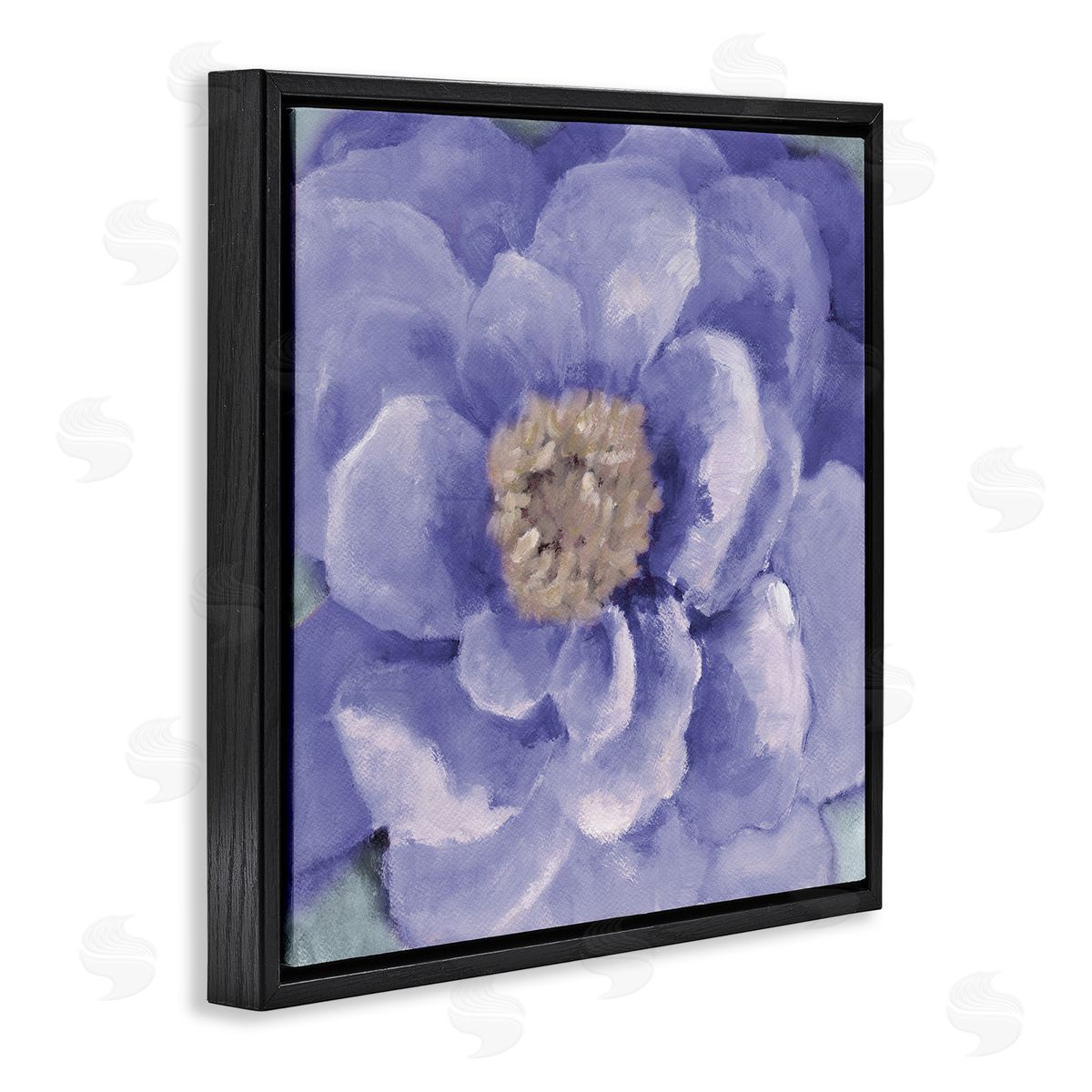 Lanie Loreth Closeup Purple Anemone Flower Blossom Illustration  Black Floating Frame Canvas Wall Art Print