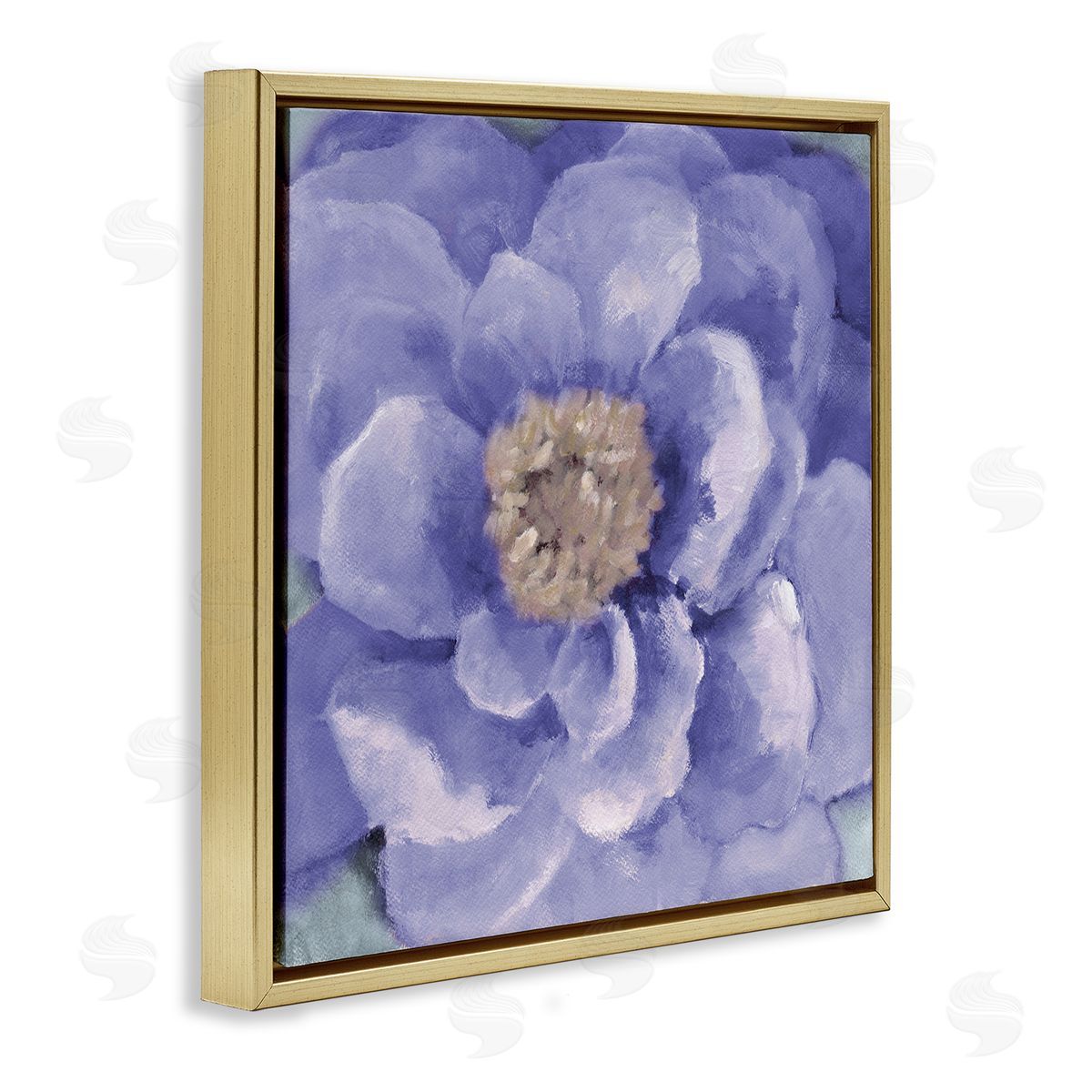 Lanie Loreth Closeup Purple Anemone Flower Blossom Illustration  Gold Floating Frame Canvas Wall Art Print