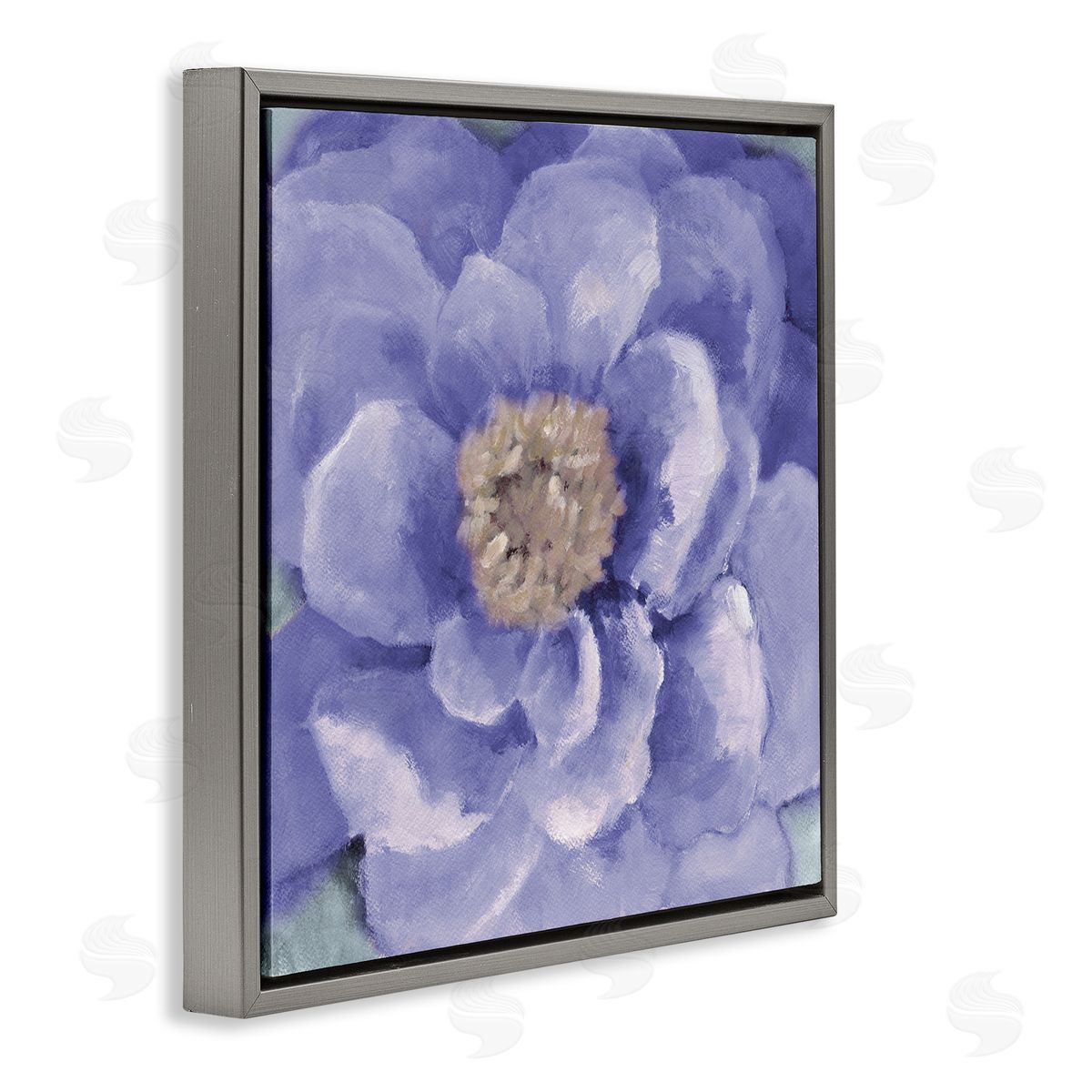 Lanie Loreth Closeup Purple Anemone Flower Blossom Illustration  Gray Floating Frame Canvas Wall Art Print
