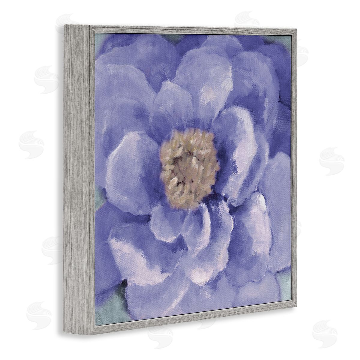Lanie Loreth Closeup Purple Anemone Flower Blossom Illustration  Gray Framed Glicee Wall Art Print