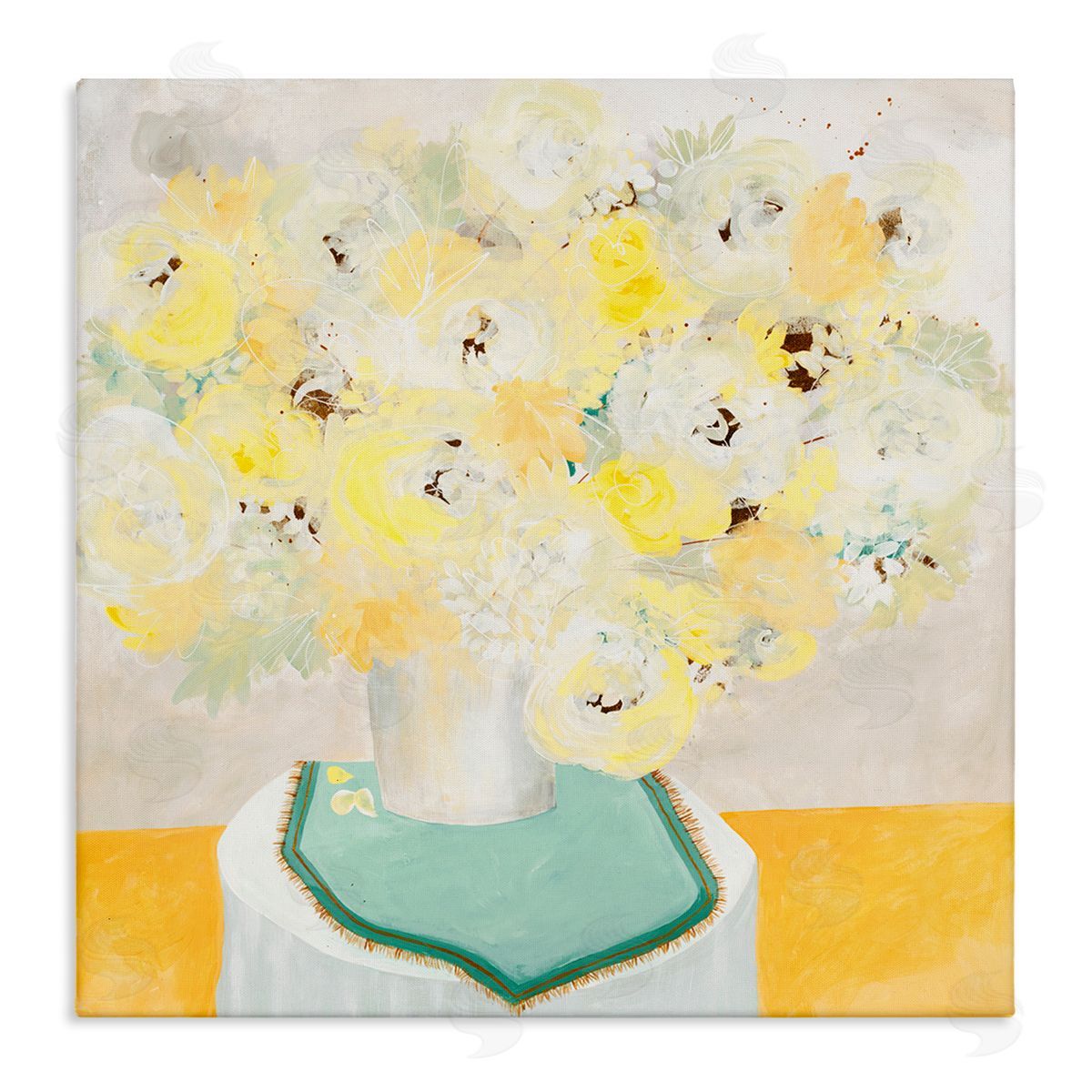 Ruth Fromstein Bright Modern Flower Blossoms Bouquet Collage Painting  Stretched Canvas Wall Art Print