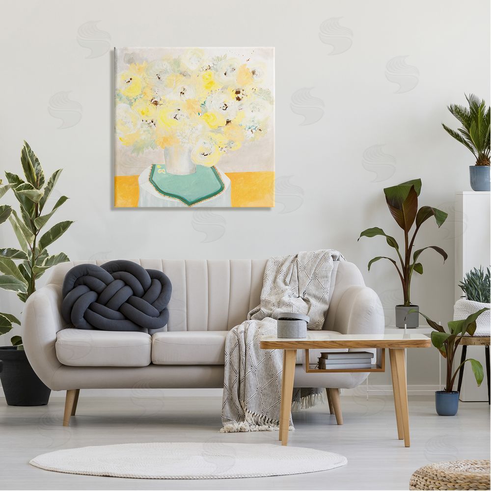 Ruth Fromstein Bright Modern Flower Blossoms Bouquet Collage Painting  Canvas Wall Art in Room