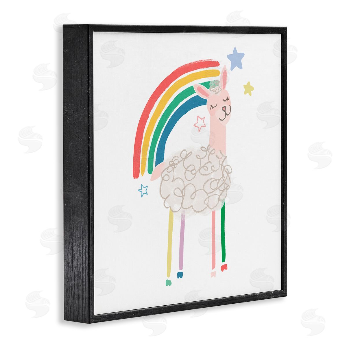 June Erica Vess Precious Sheep Rainbow Stars Minimal Design  Black Framed Glicee Wall Art Print