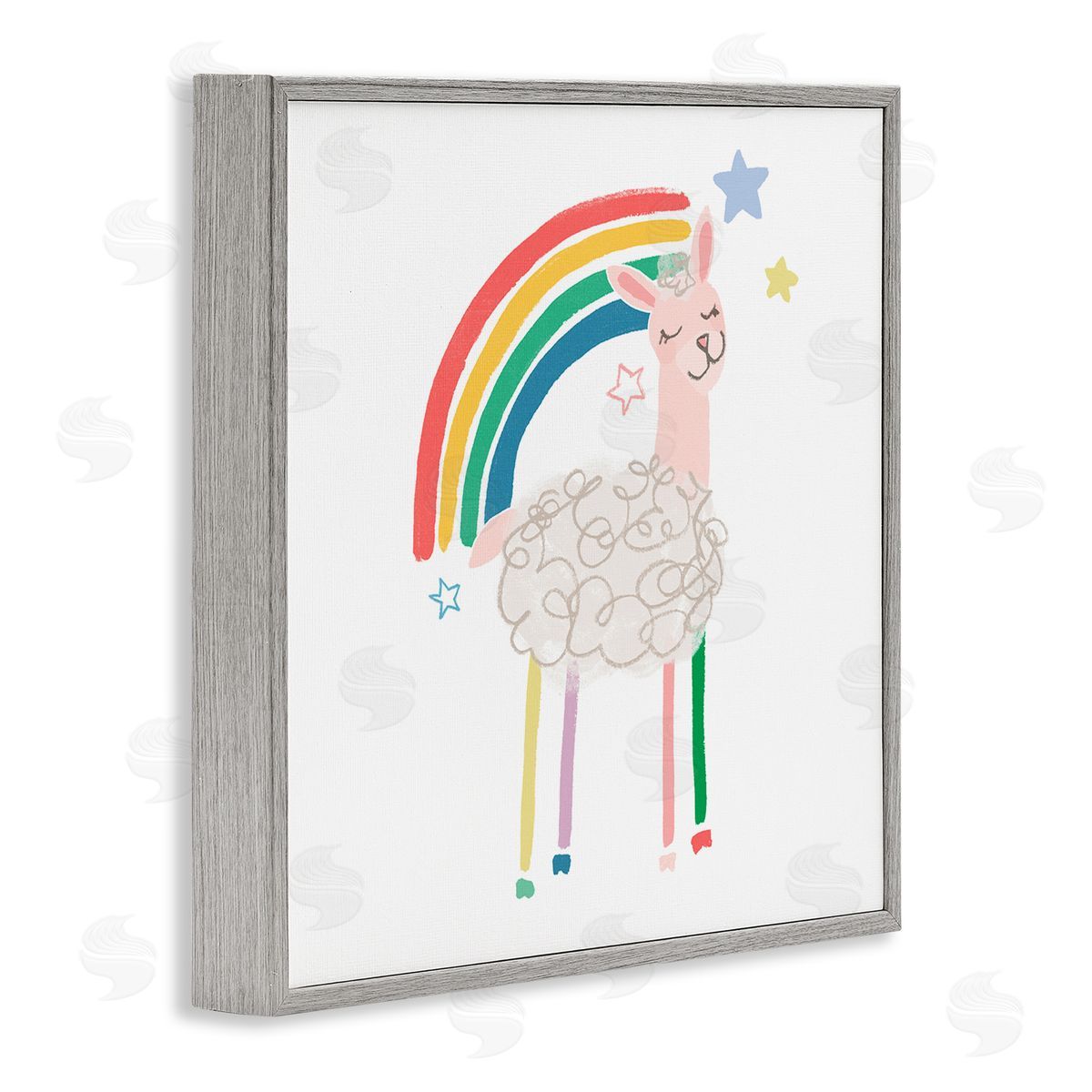 June Erica Vess Precious Sheep Rainbow Stars Minimal Design  Gray Framed Glicee Wall Art Print