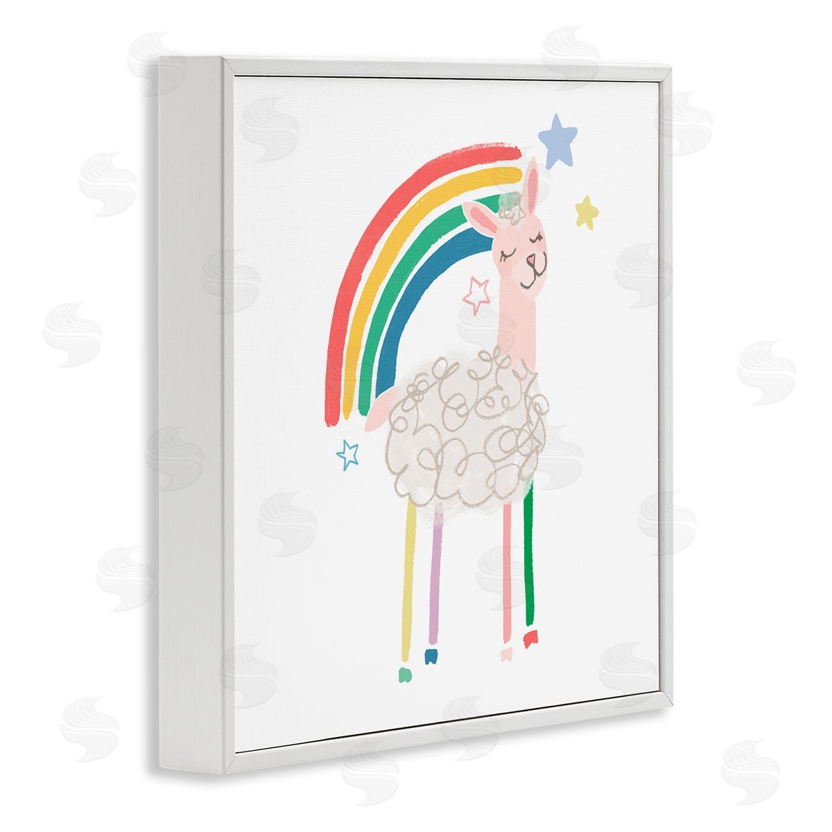 June Erica Vess Precious Sheep Rainbow Stars Minimal Design  White Framed Glicee Wall Art Print