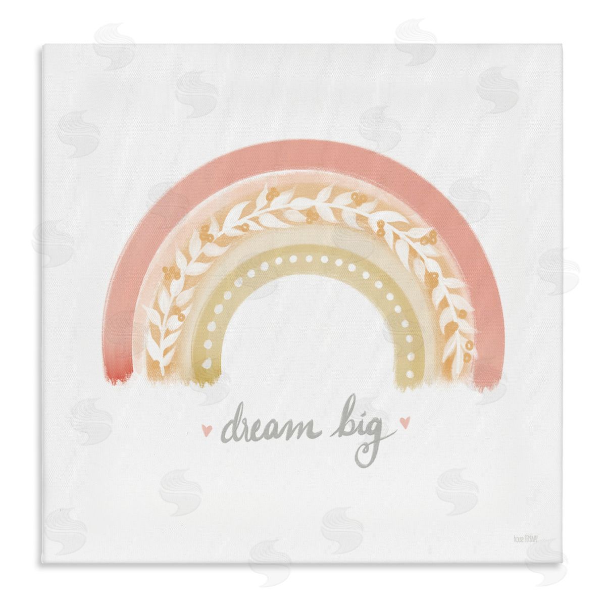 House Fenway Lovely Pink Rainbow Botanical Dream Big Quote Stretched Canvas Wall Art Print