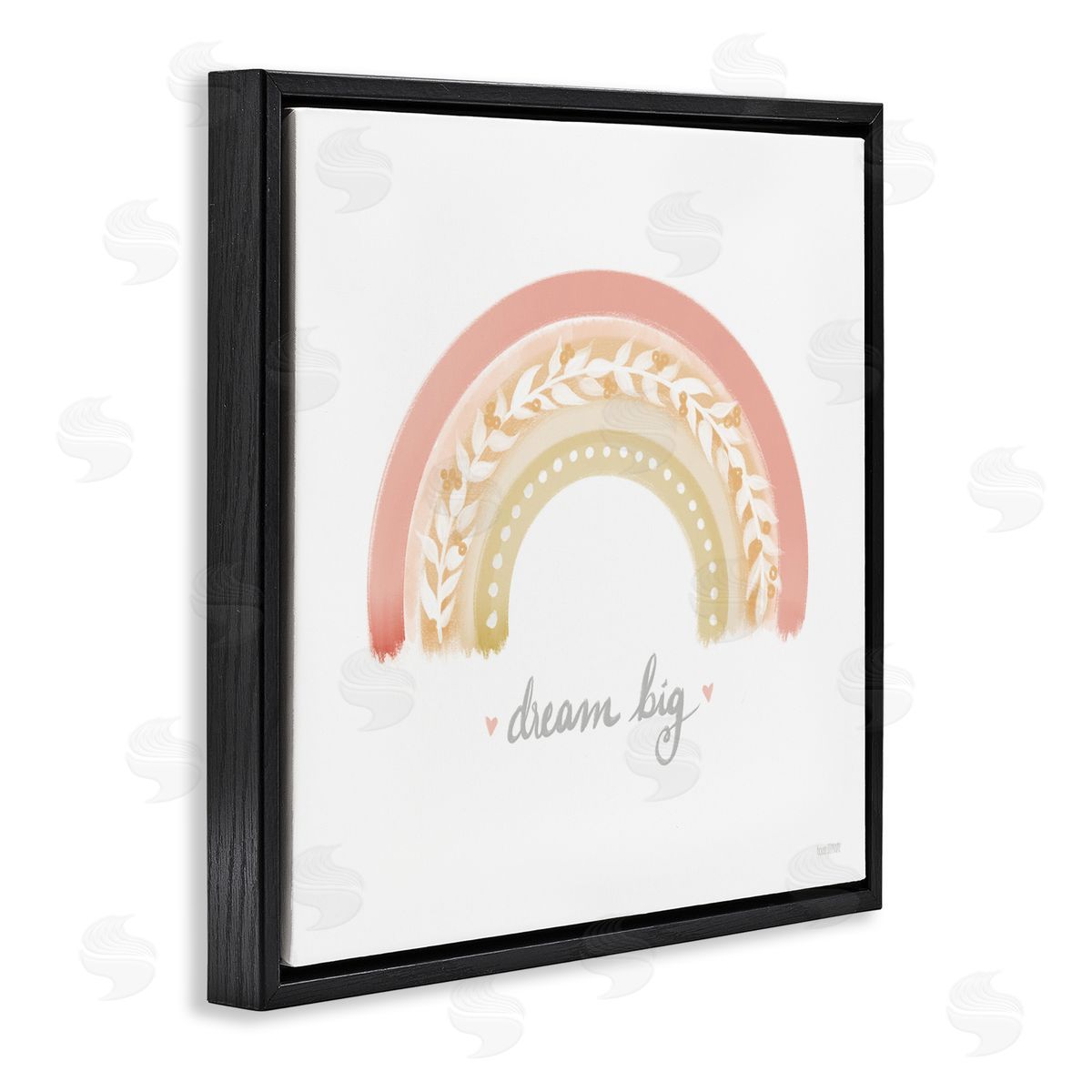 House Fenway Lovely Pink Rainbow Botanical Dream Big Quote Black Floating Frame Canvas Wall Art Print