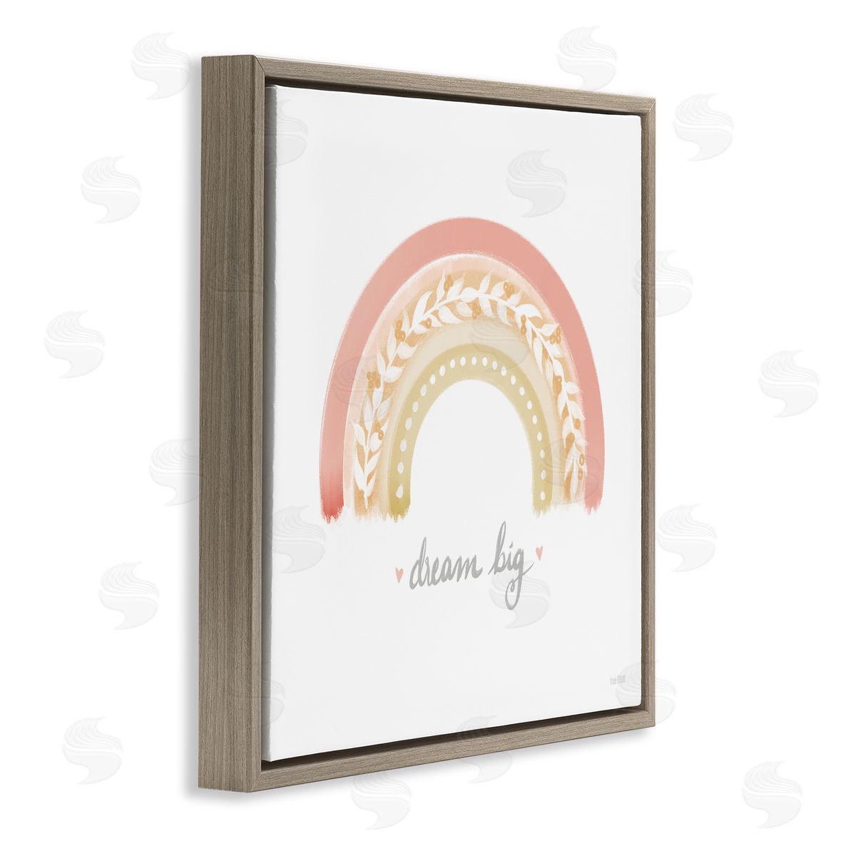 House Fenway Lovely Pink Rainbow Botanical Dream Big Quote Brown Floating Frame Canvas Wall Art Print