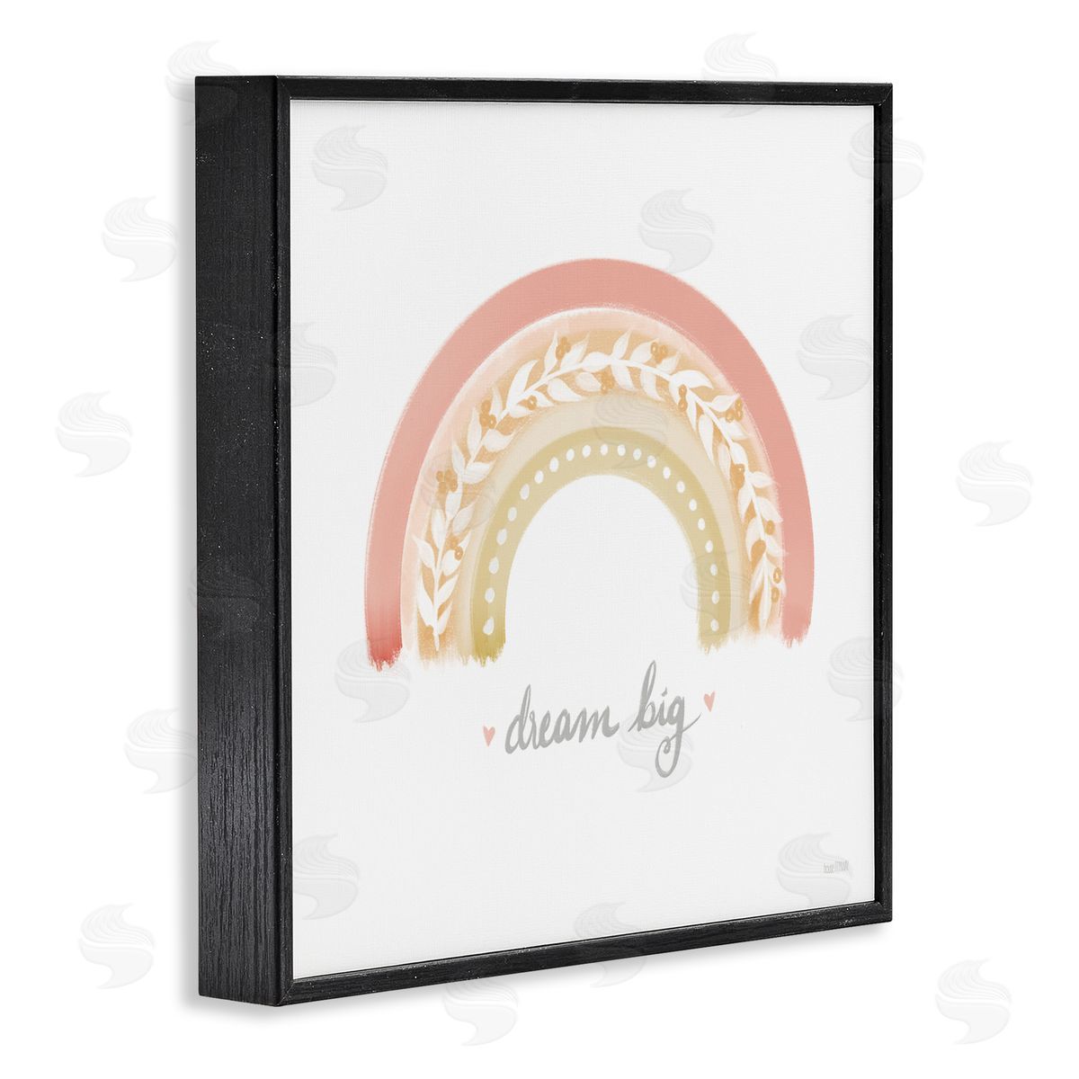 House Fenway Lovely Pink Rainbow Botanical Dream Big Quote Black Framed Glicee Wall Art Print