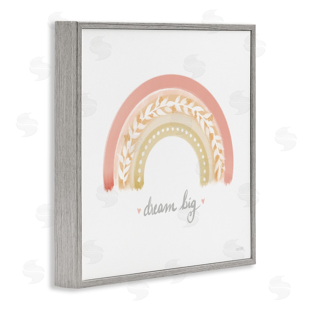 House Fenway Lovely Pink Rainbow Botanical Dream Big Quote Gray Framed Glicee Wall Art Print
