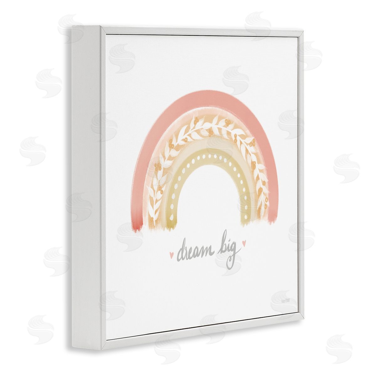 House Fenway Lovely Pink Rainbow Botanical Dream Big Quote White Framed Glicee Wall Art Print