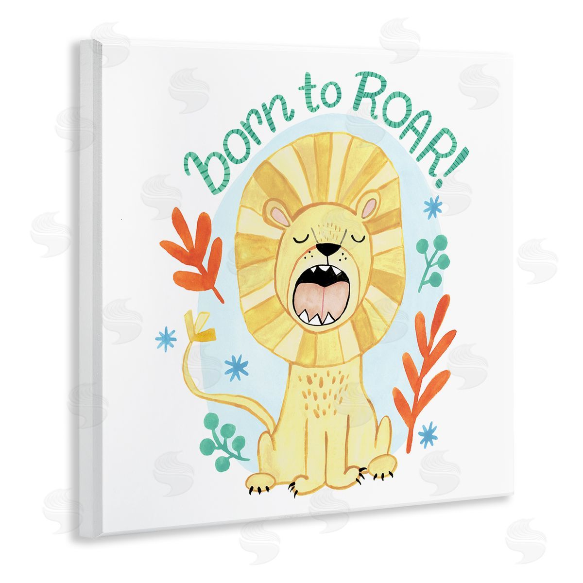 Heather Strianese Born To Roar Saying Yellow Lion Simple Botanicals Wooden Wall Plaque Art Print