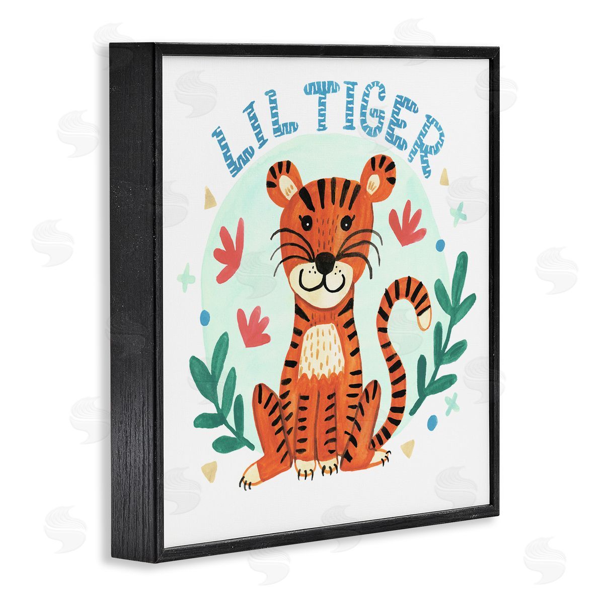 Heather Strianese Lil Tiger Text Whimsical Simple Botanicals Black Framed Glicee Wall Art Print