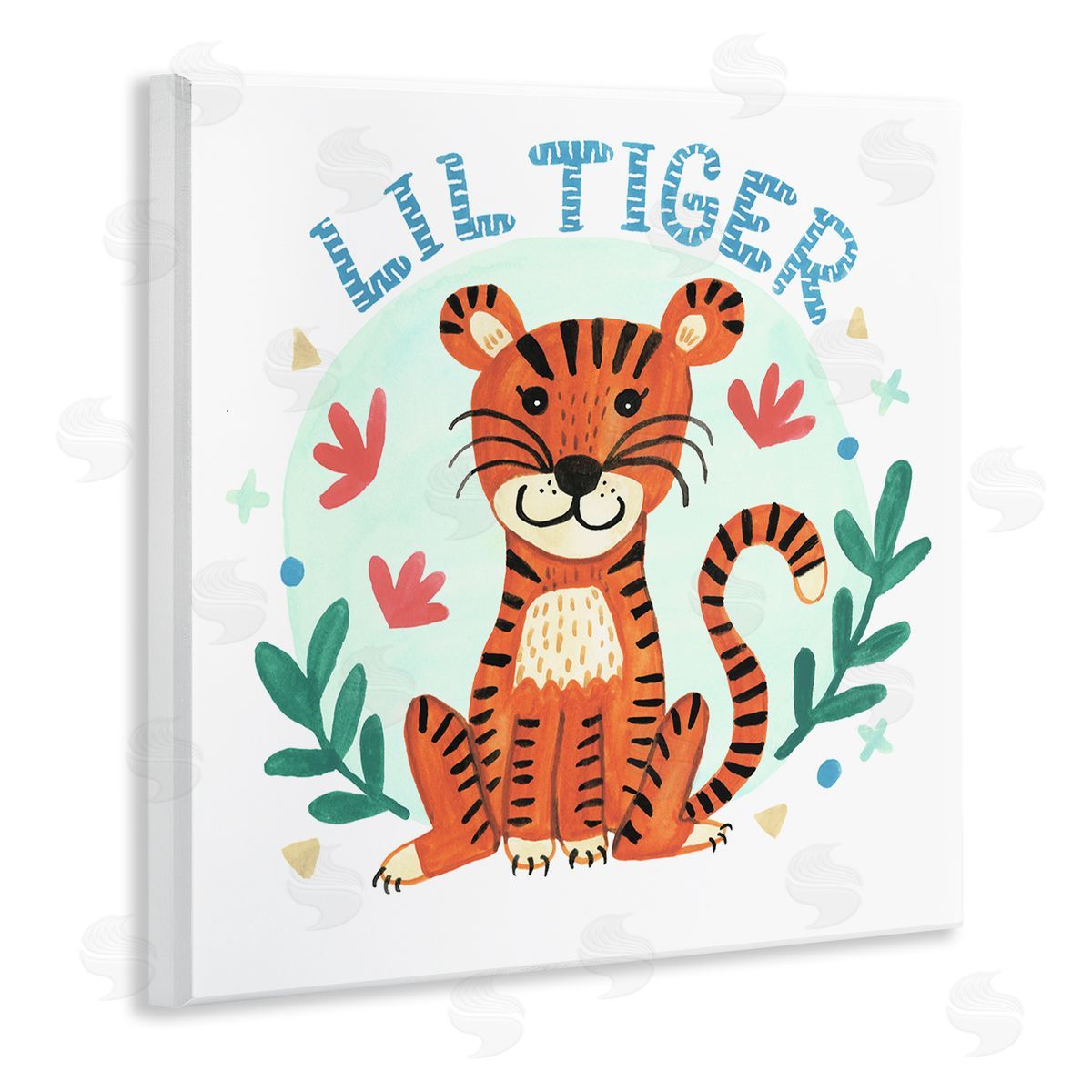 Heather Strianese Lil Tiger Text Whimsical Simple Botanicals Wooden Wall Plaque Art Print