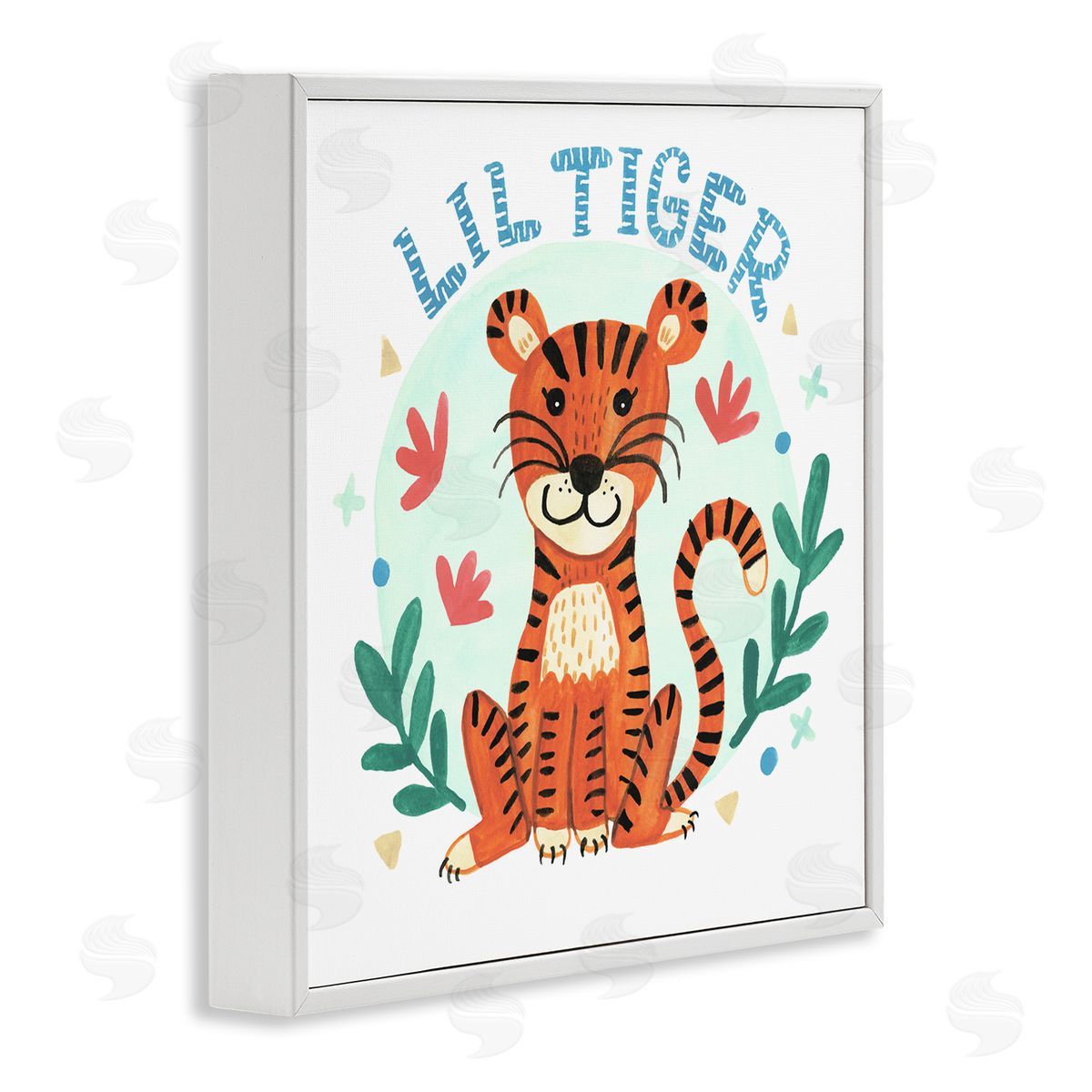 Heather Strianese Lil Tiger Text Whimsical Simple Botanicals White Framed Glicee Wall Art Print