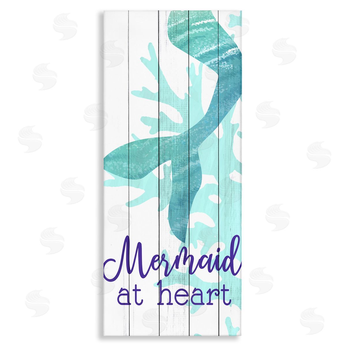 Kim Allen Mermaid At Heart Saying Calligraphy Turquoise Tail 