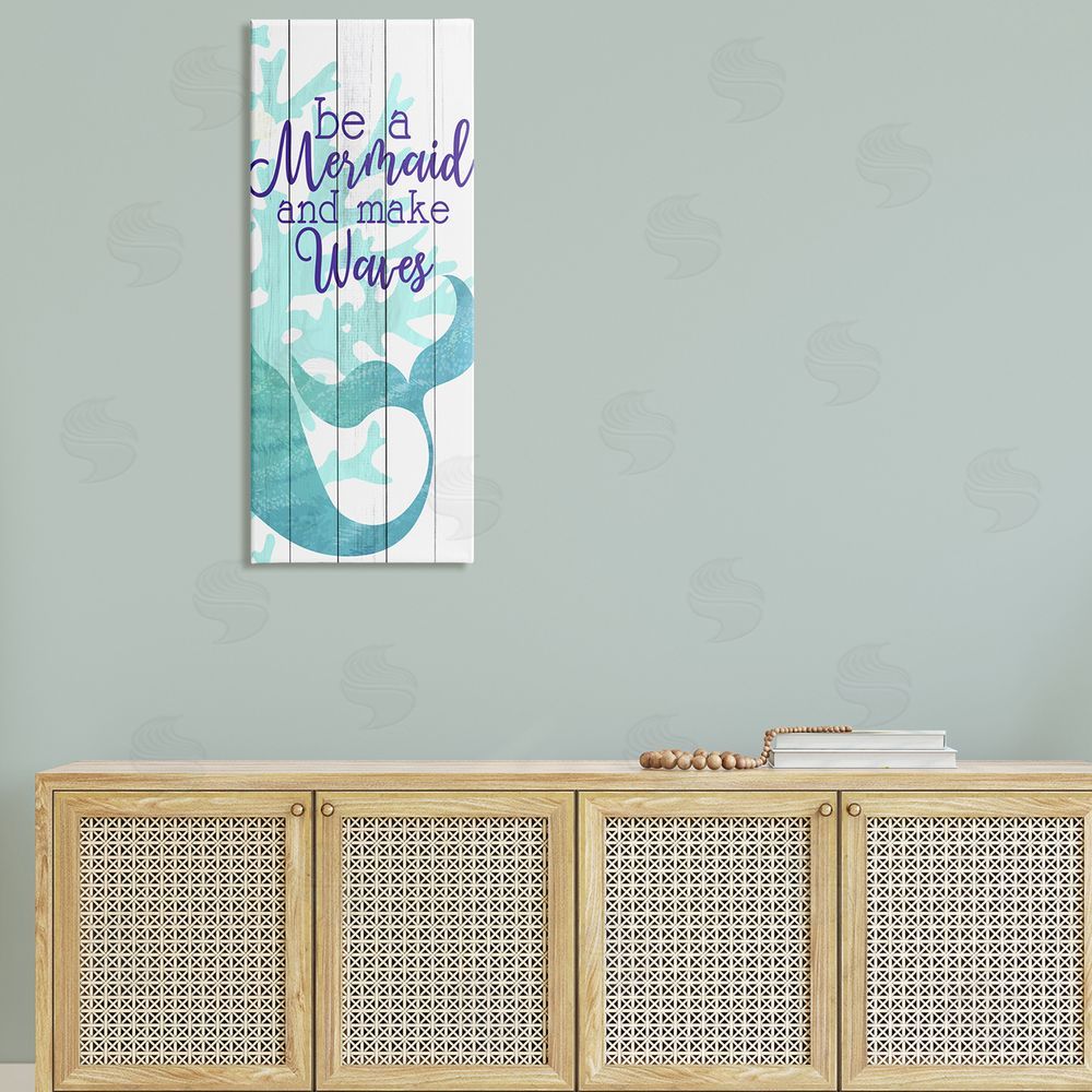 Kim Allen Make Waves Mermaid Saying Calligraphy Turquoise Tail