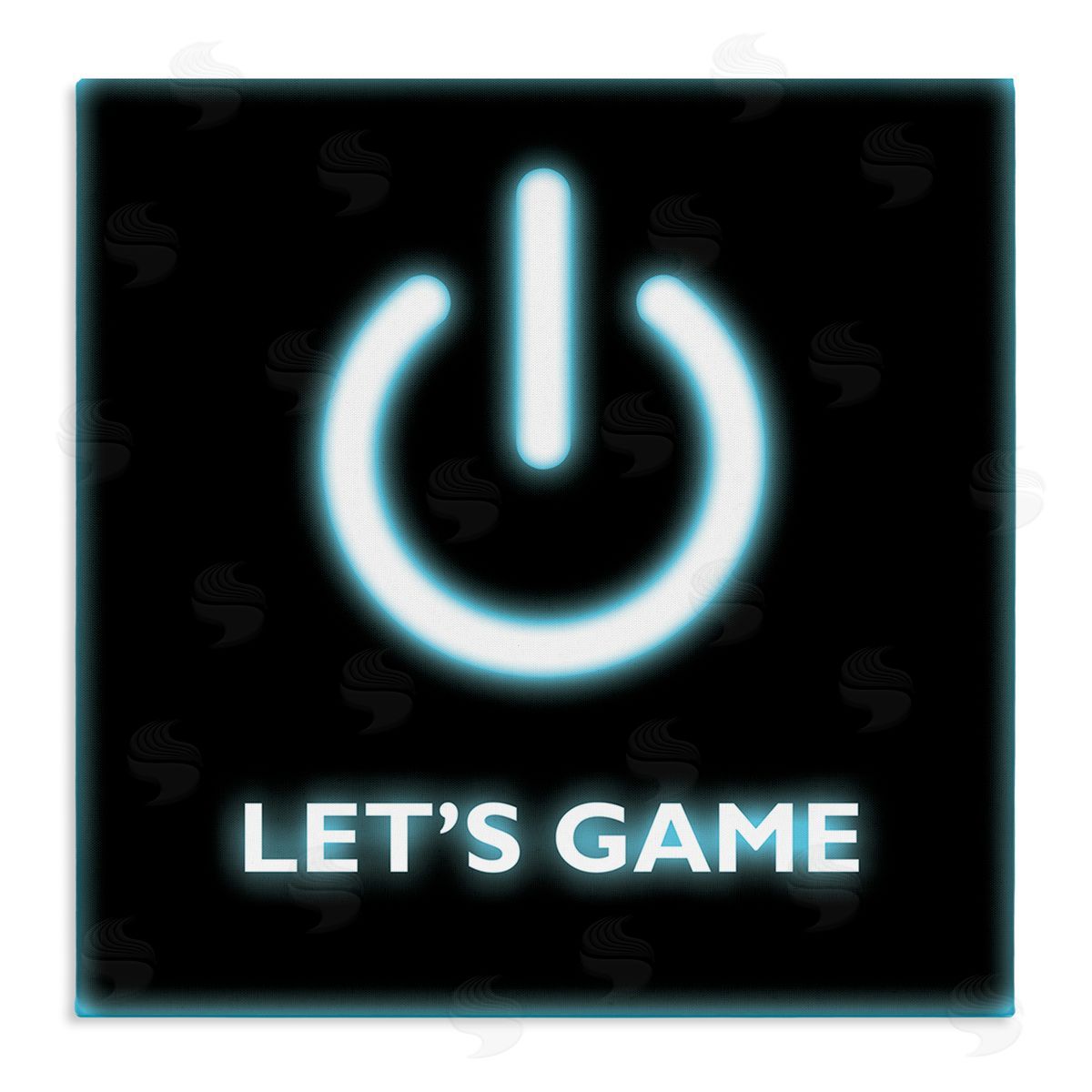 Masey St. Studios Let's Game Power Button Symbol Gamer Text Stretched Canvas Wall Art Print