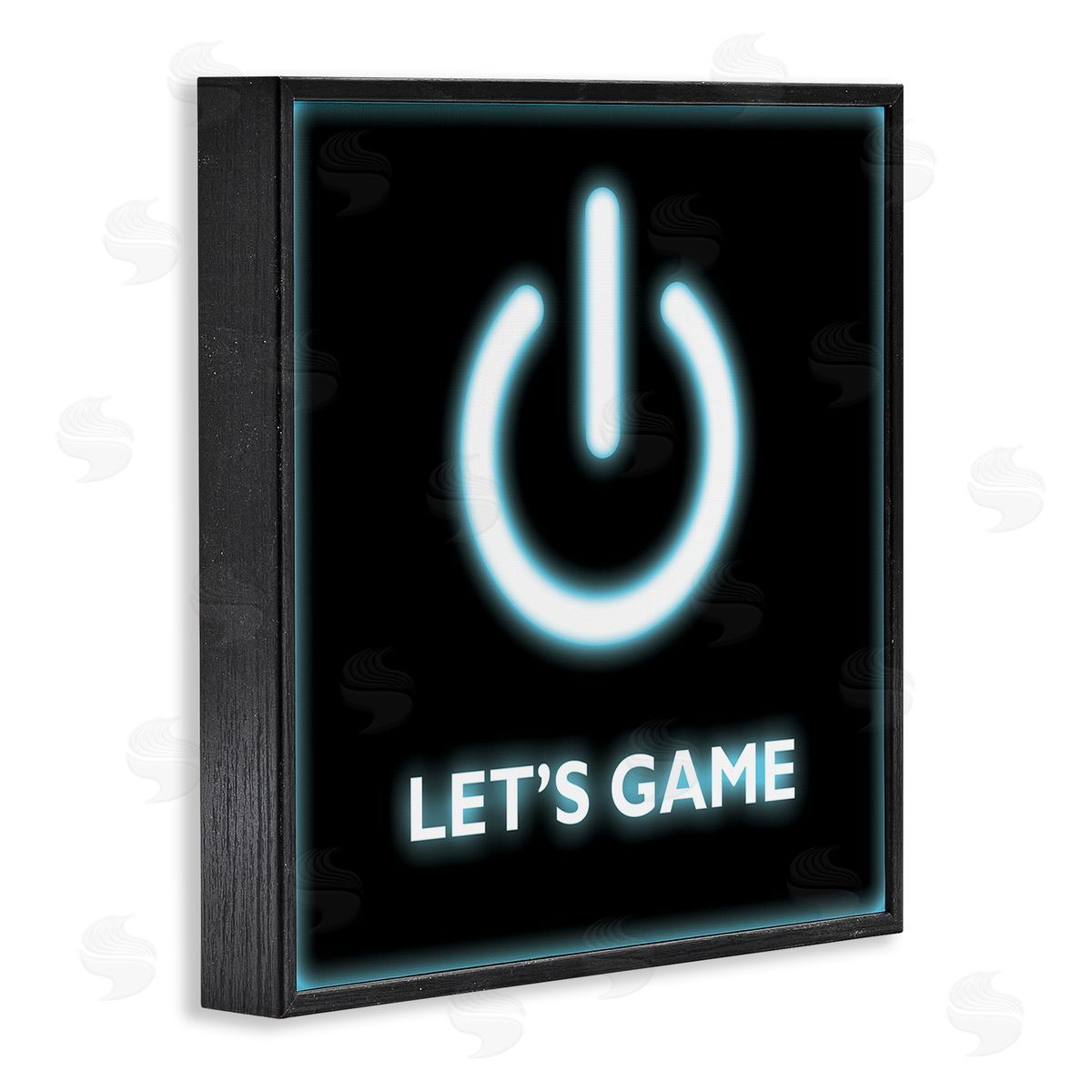 Masey St. Studios Let's Game Power Button Symbol Gamer Text Black Framed Glicee Wall Art Print