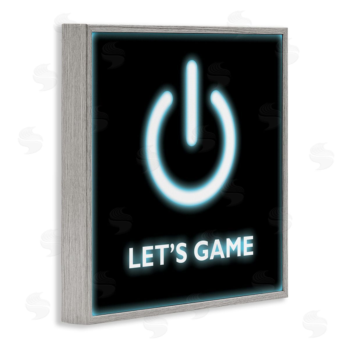 Masey St. Studios Let's Game Power Button Symbol Gamer Text Gray Framed Glicee Wall Art Print