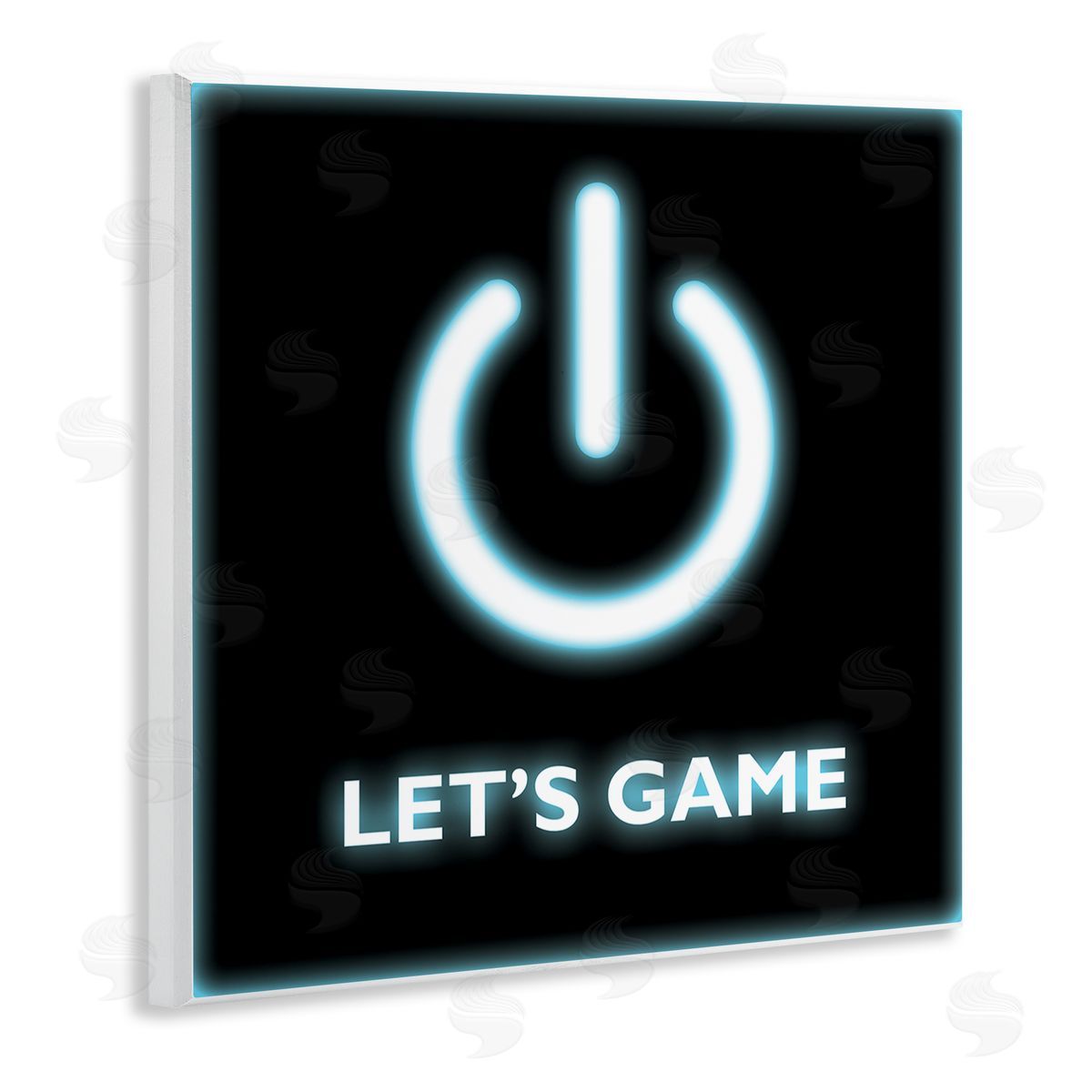 Masey St. Studios Let's Game Power Button Symbol Gamer Text Wooden Wall Plaque Art Print