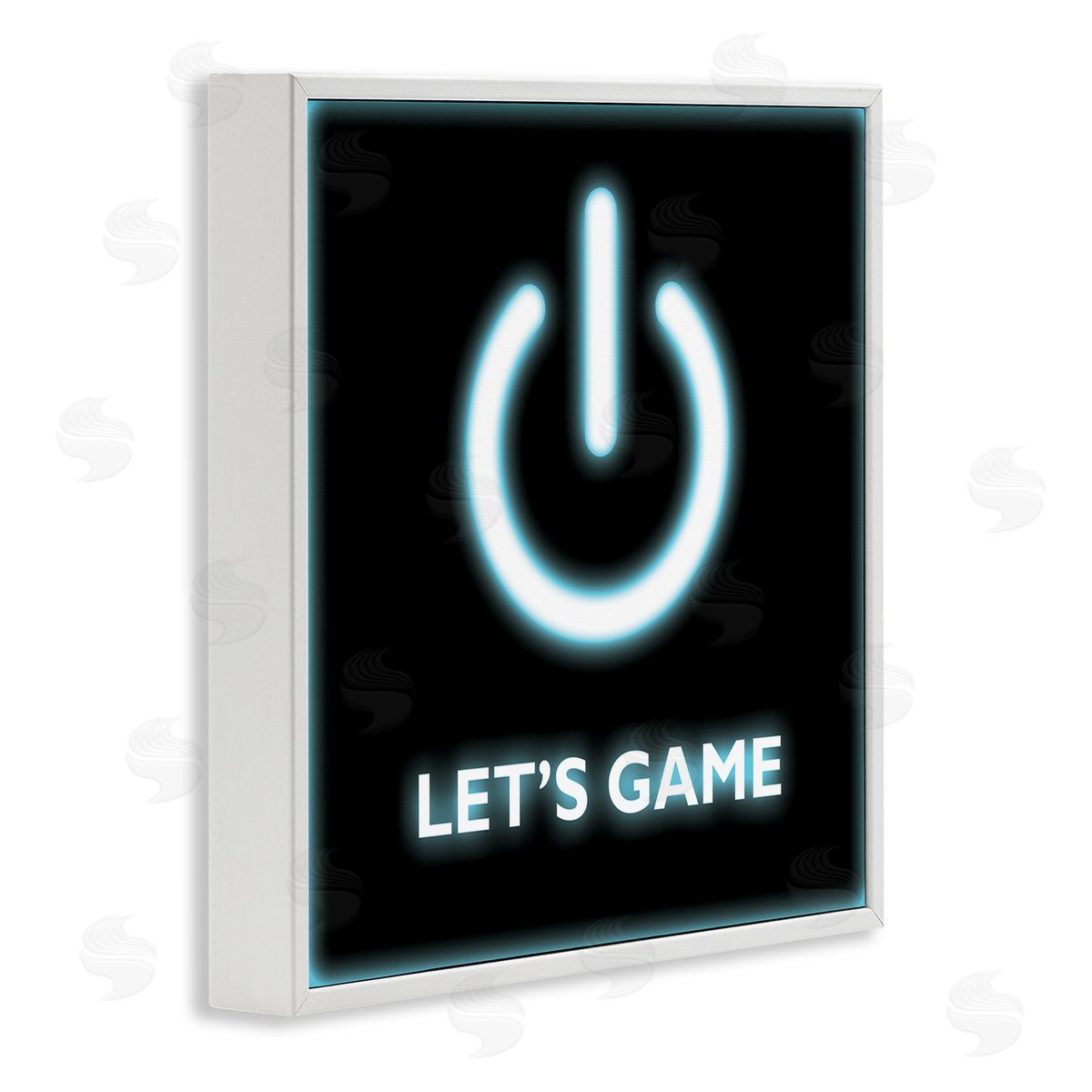 Masey St. Studios Let's Game Power Button Symbol Gamer Text White Framed Glicee Wall Art Print