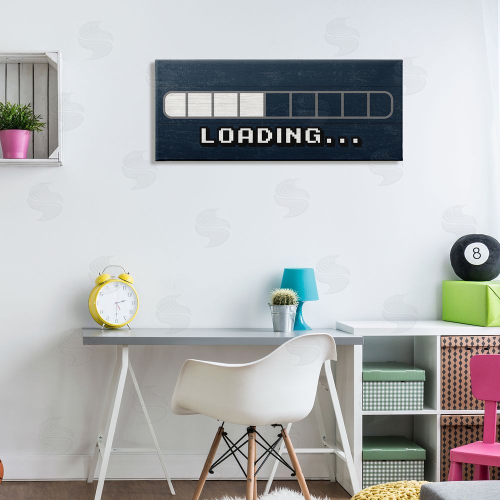 Stupell Studio Video Game Loading Symbol Vintage Pixel Text 