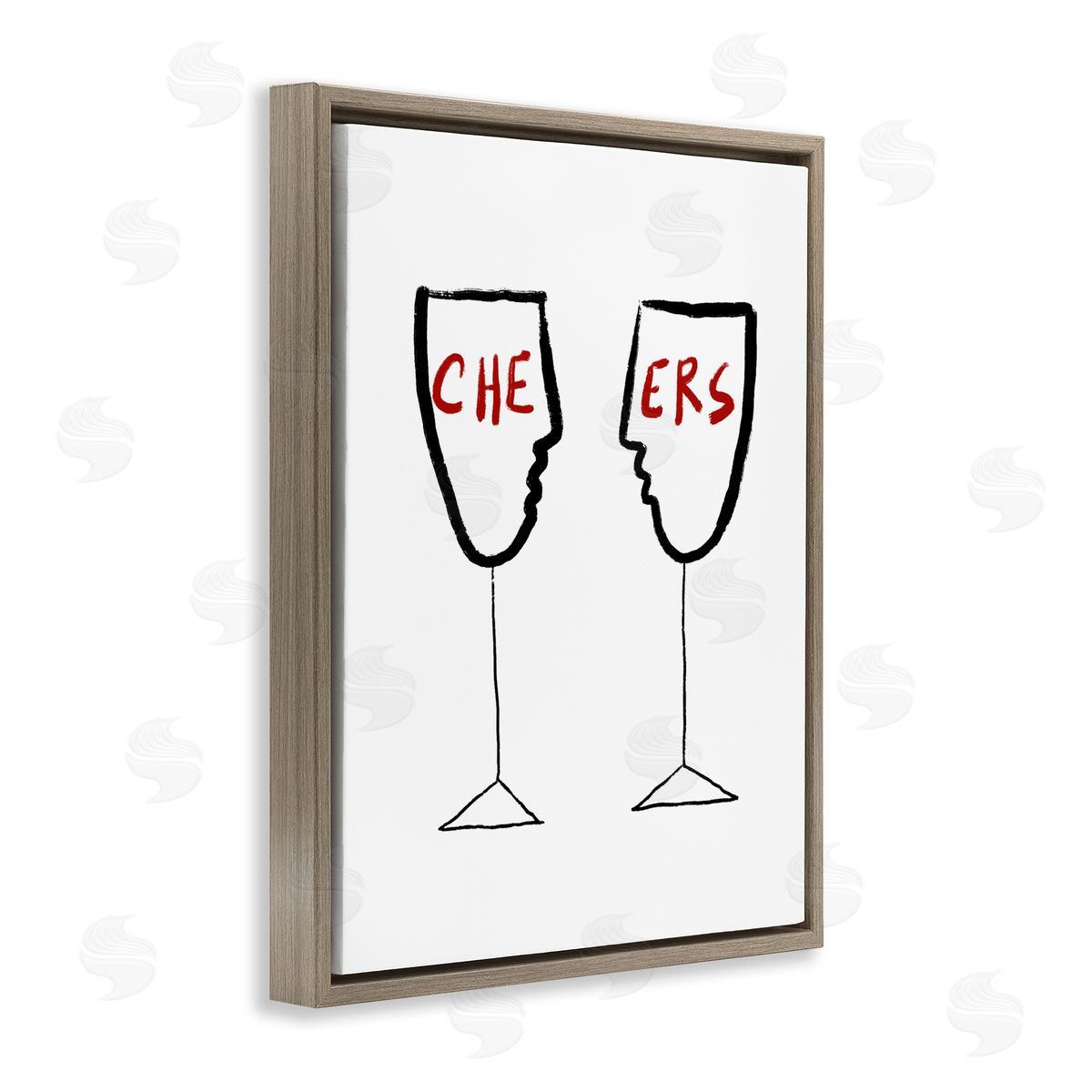 Bellassai Art Cheers with Wine Glasses Brown Floating Frame Canvas Wall Art Print